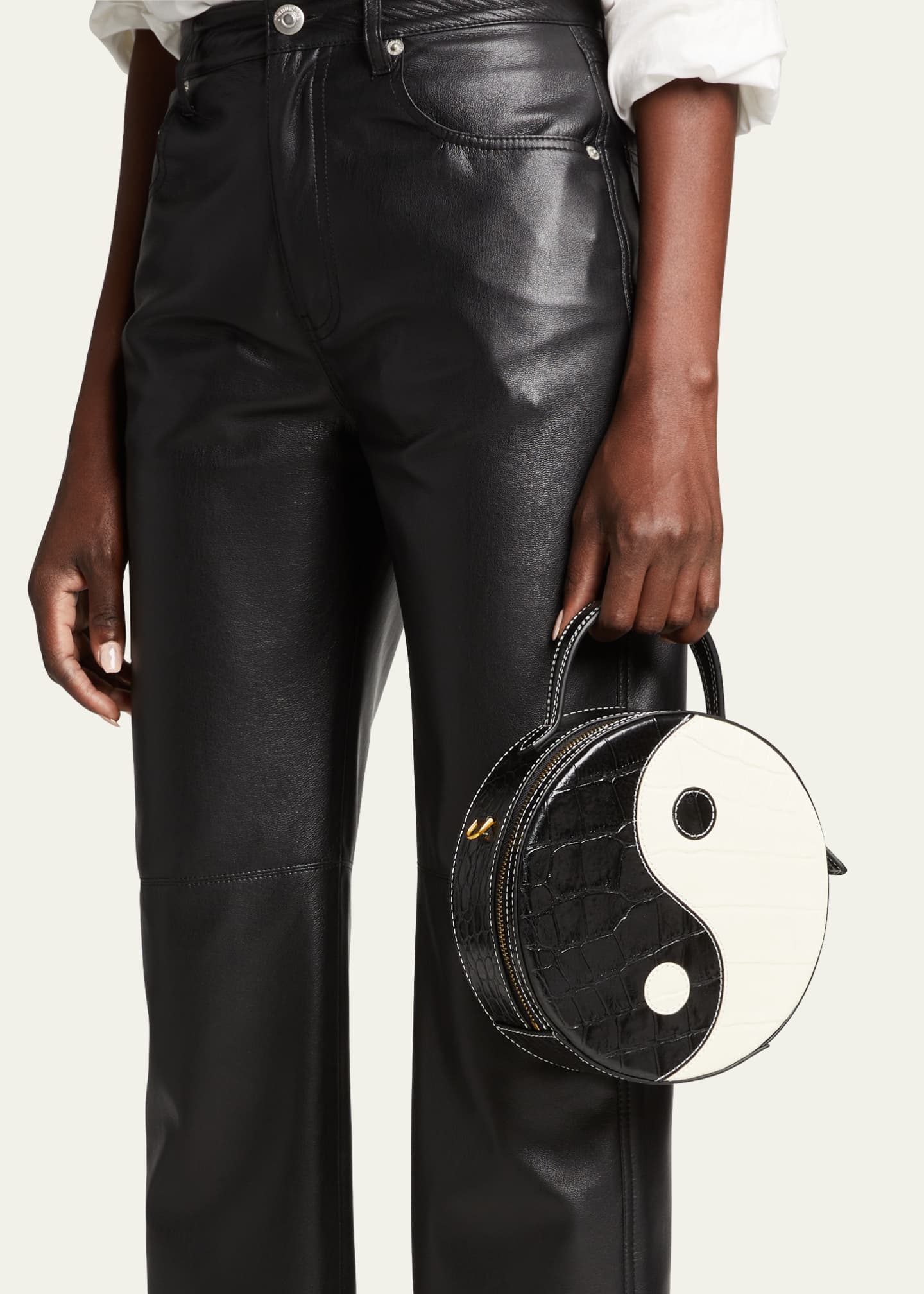 STAUD Yin Yang Round Moc Croc Crossbody Bag Bergdorf Goodman