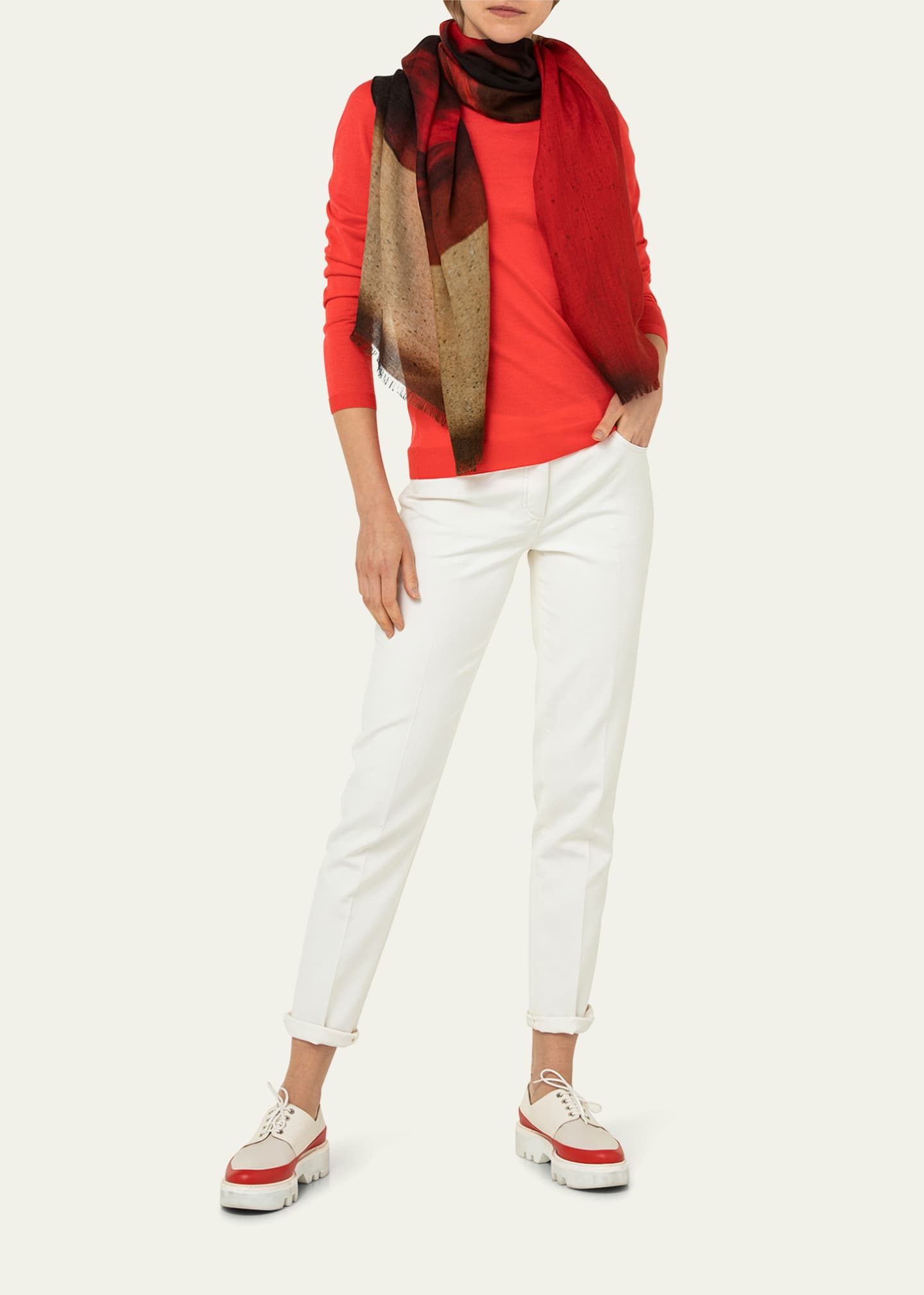 Akris Liquid Light-Print Cashmere-Silk Scarf Image 2 of 3