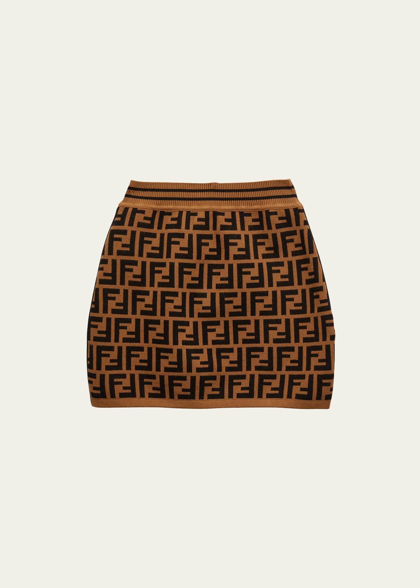 Fendi Girl's Knit Monogram Intarsia Skirt, Size 3-6 Image 1 of 3