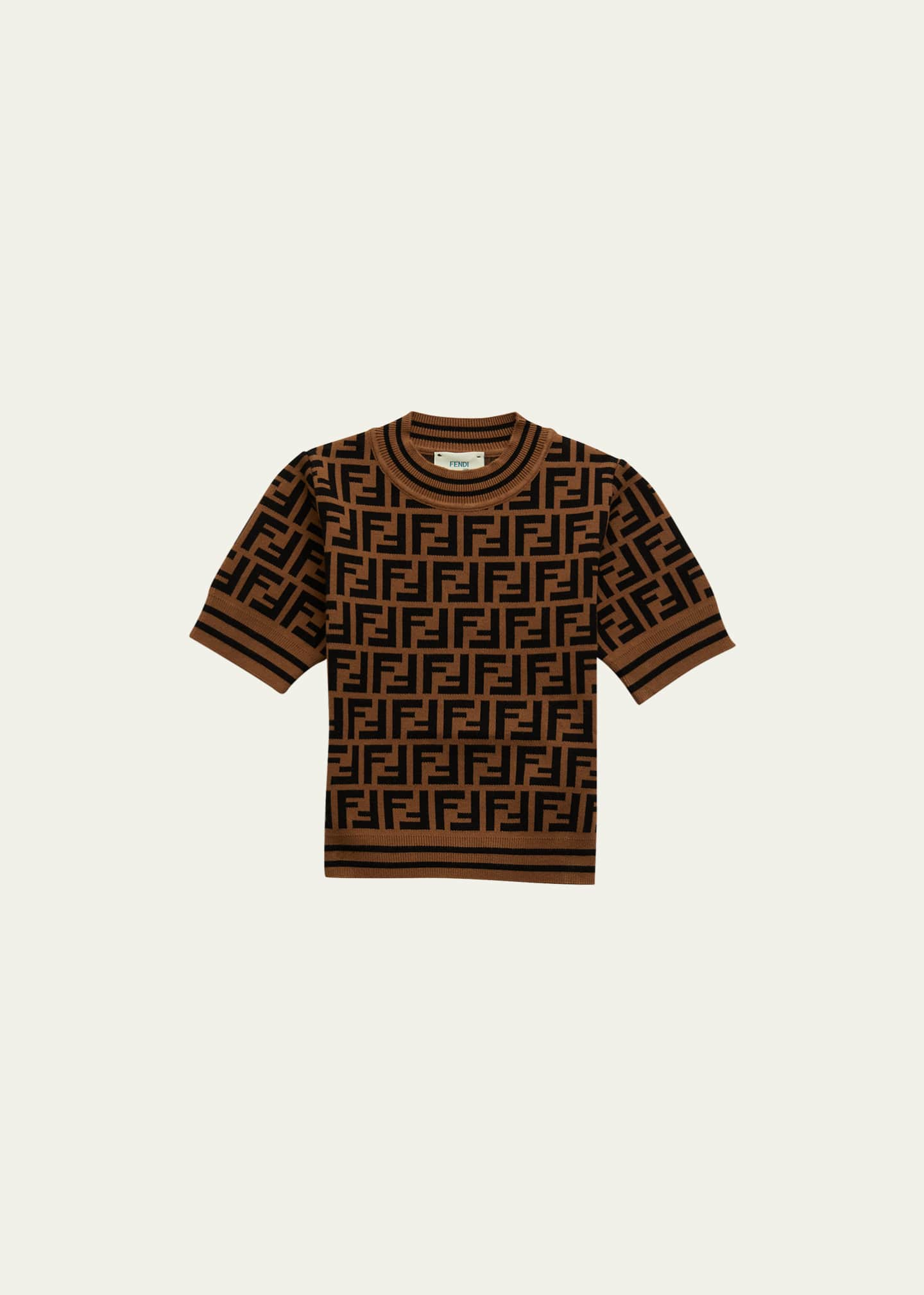 Fendi Girl's Monogram-Print Short Sleeve Sweater, Size 3-6 - Bergdorf ...