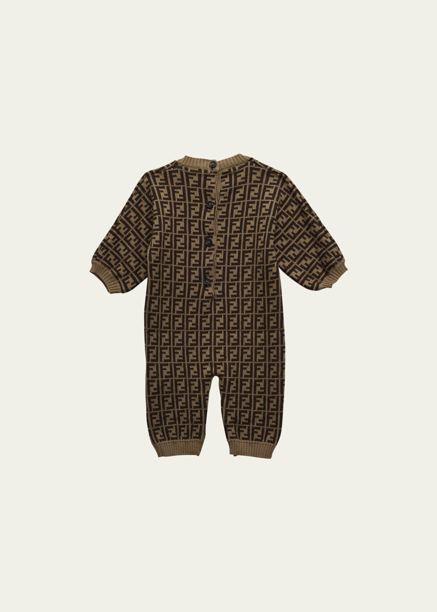 Fendi Kid's Cashmere-Blend FF Knit Romper Image 2 of 3