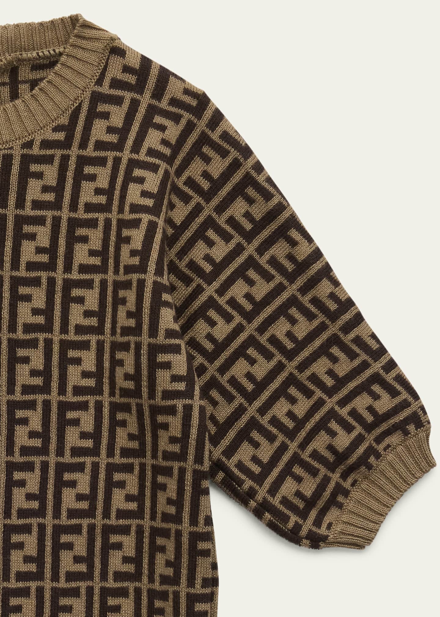 Fendi Kid's Cashmere-Blend FF Knit Romper Image 3 of 3