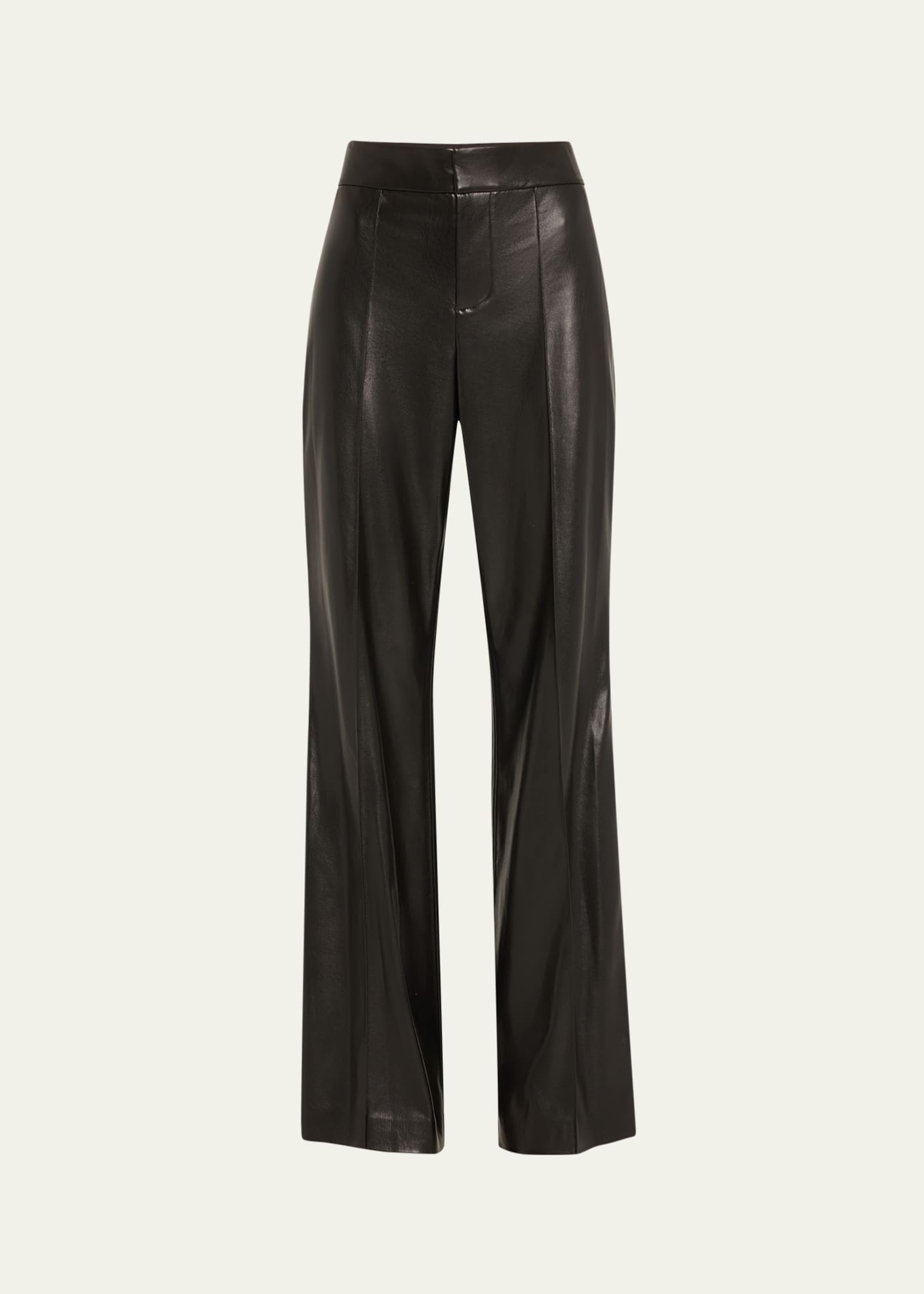 The Luna High Waist Faux Leather Trousers In Black