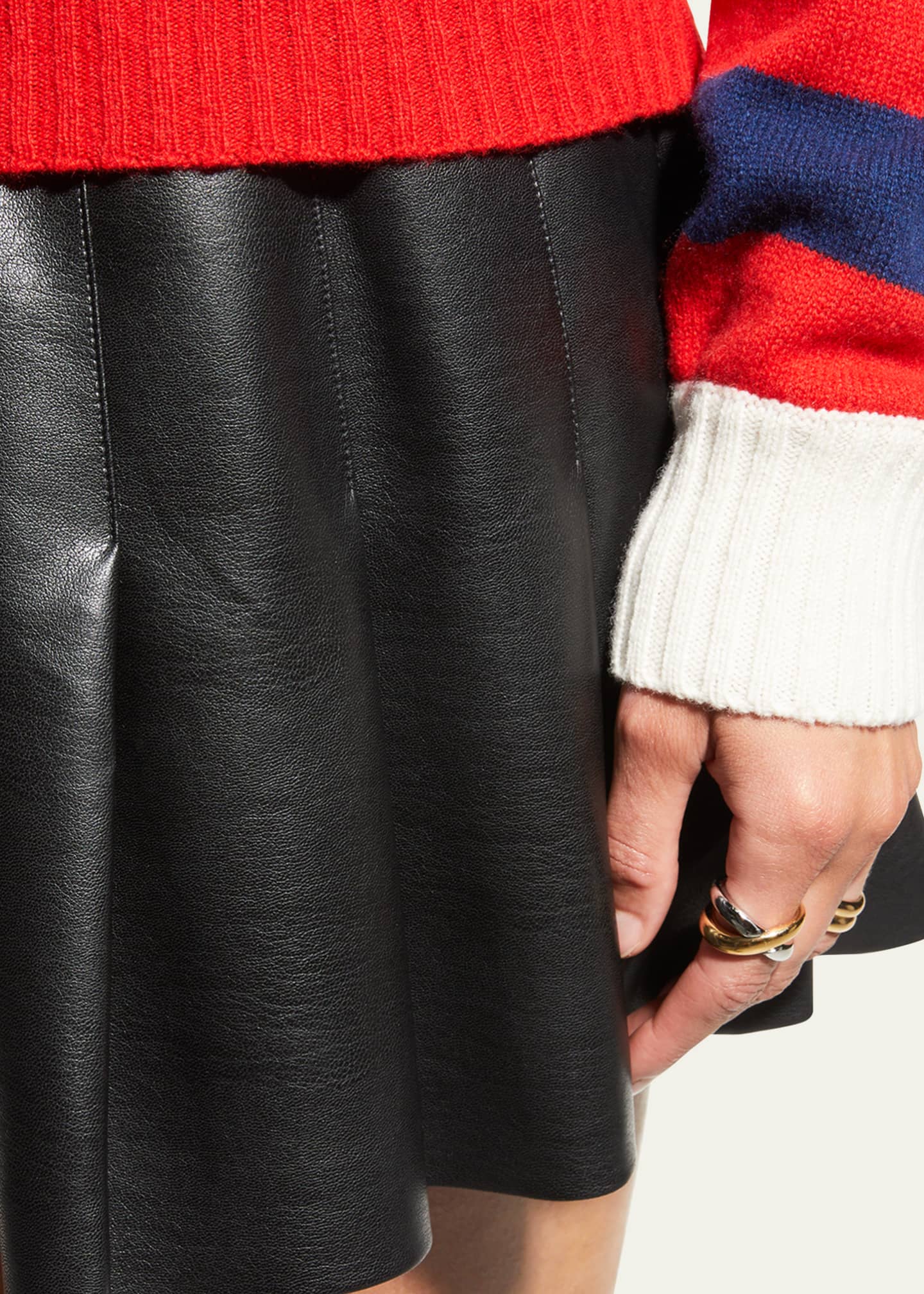 Alice + Olivia Carter Vegan Leather Pleated Mini Skirt Image 5 of 5