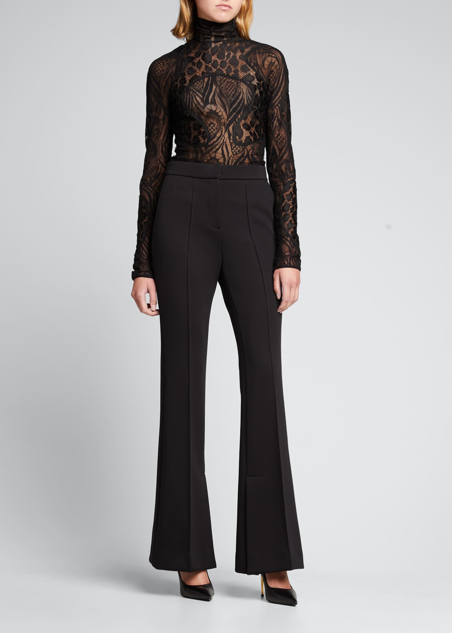 TOM FORD Mixed-Lace Turtleneck Top - Bergdorf Goodman