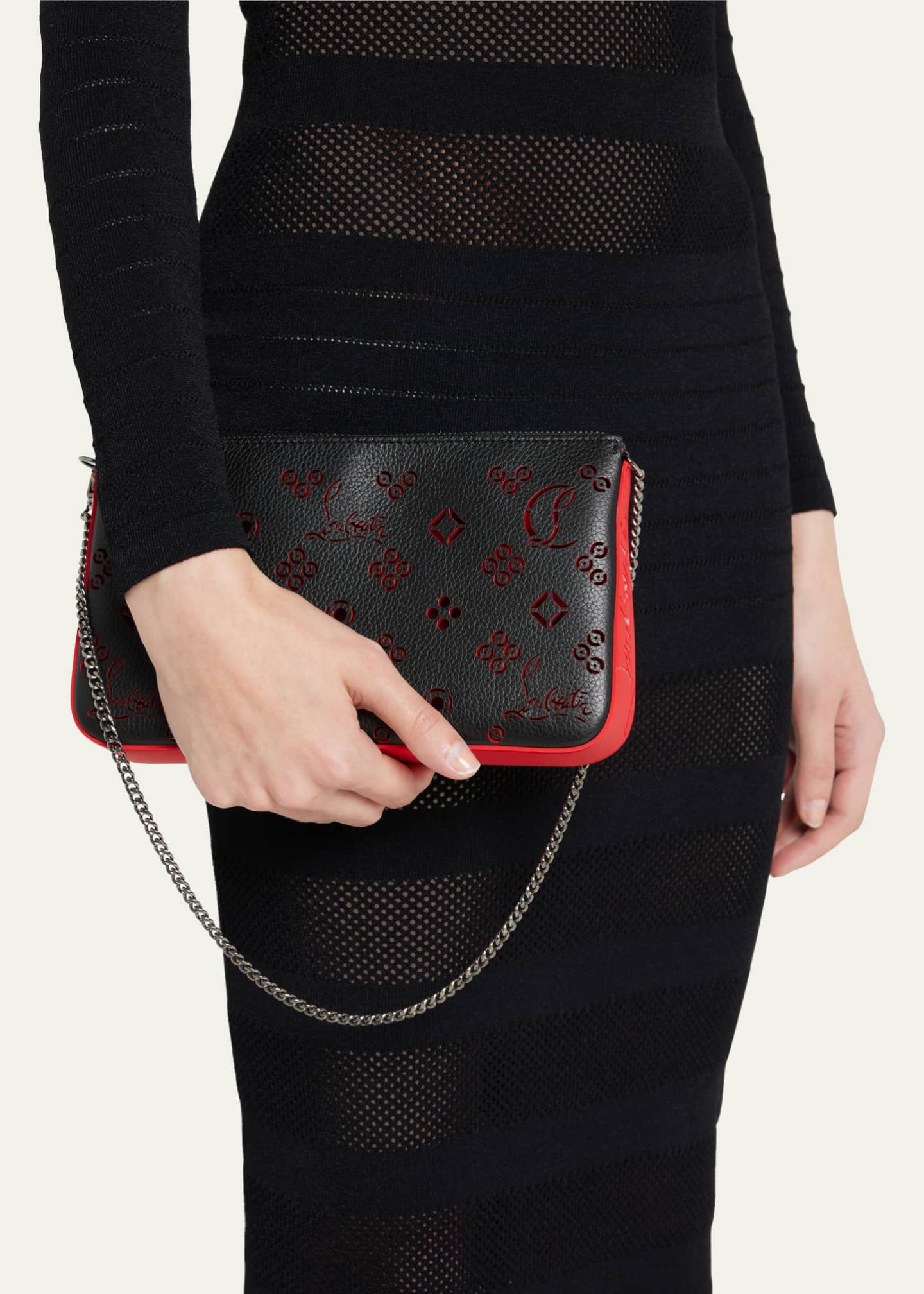 Monogram Leather Shoulder Bag in Black - Christian Louboutin