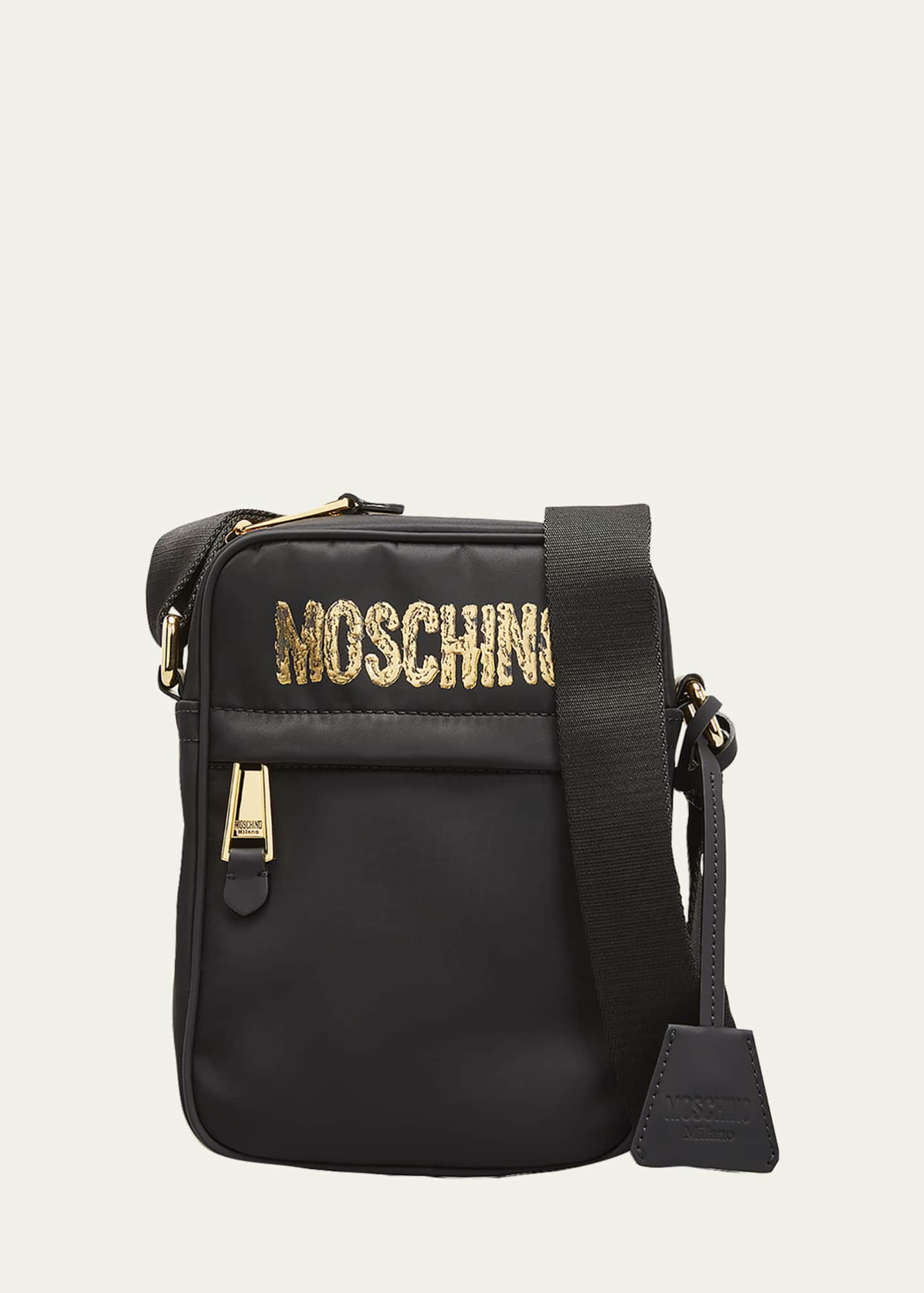 Moschino Men's Textured-Logo Crossbody Bag - Bergdorf Goodman