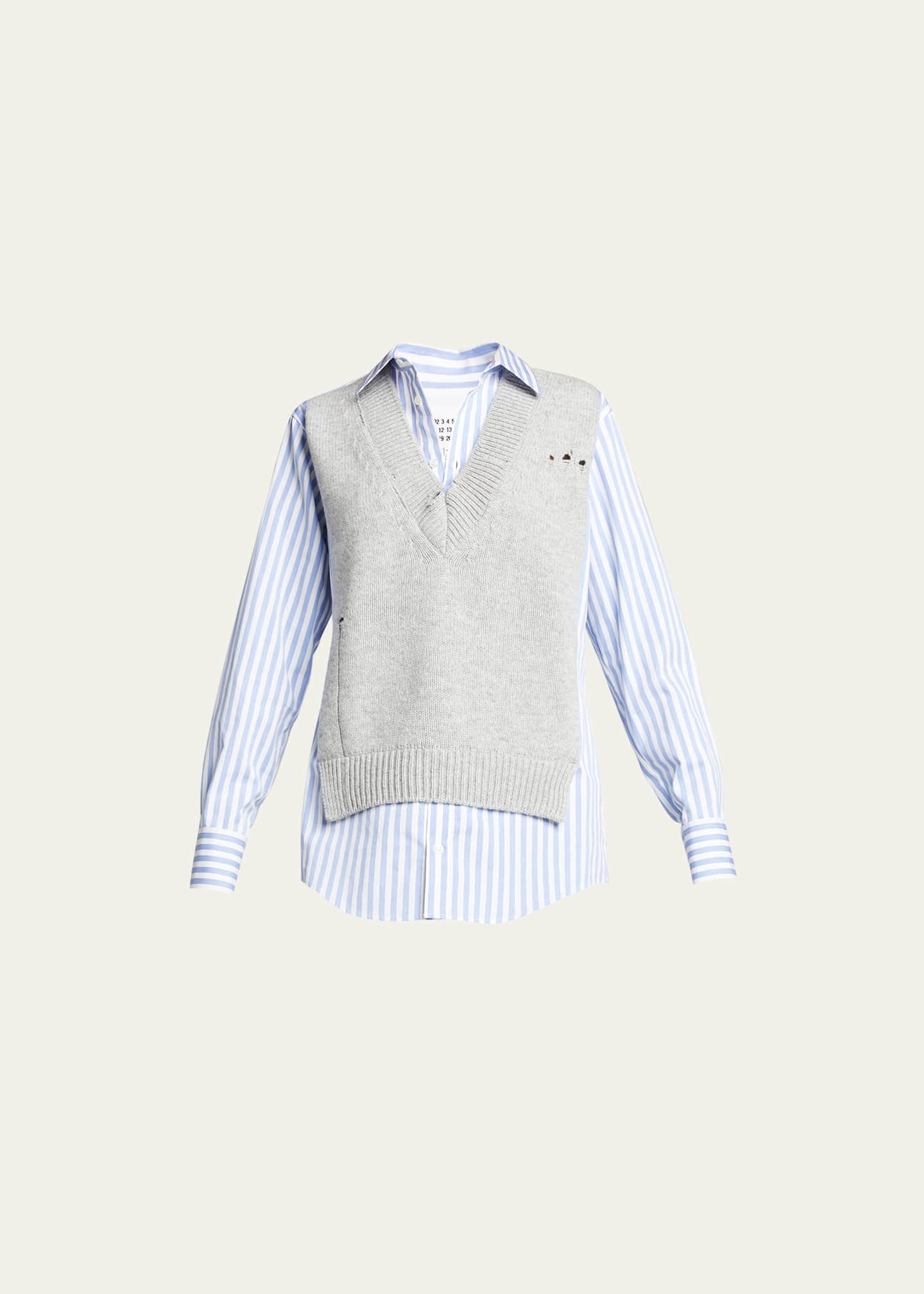 Maison Margiela Mixed Media Sweater Vest Shirt