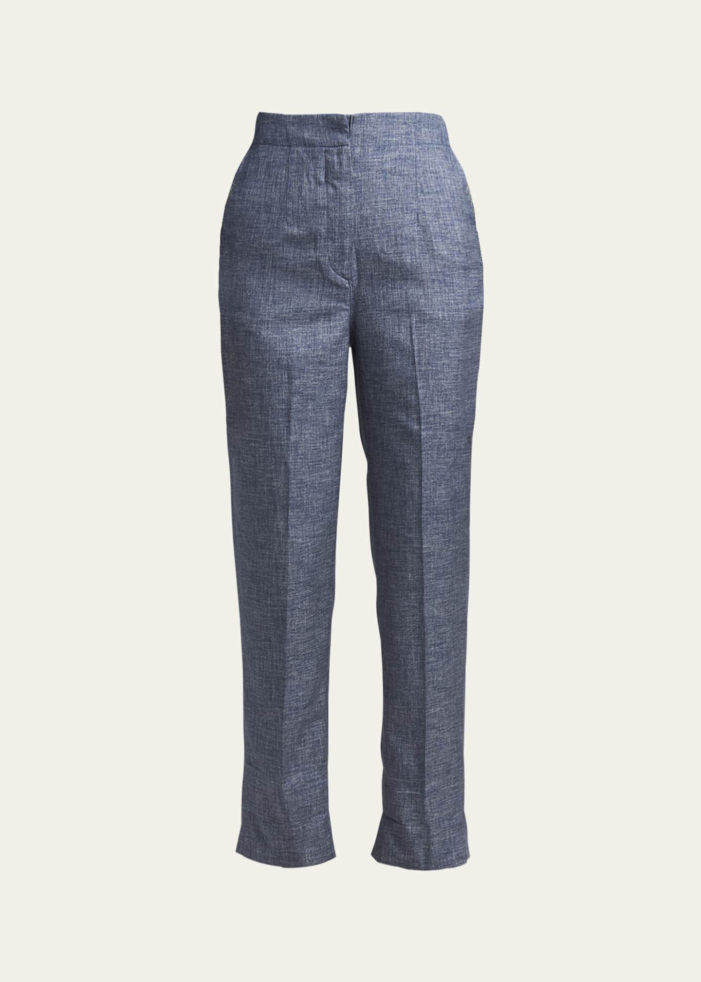 Giorgio Armani Denim-Effect Silk Pants - Bergdorf Goodman