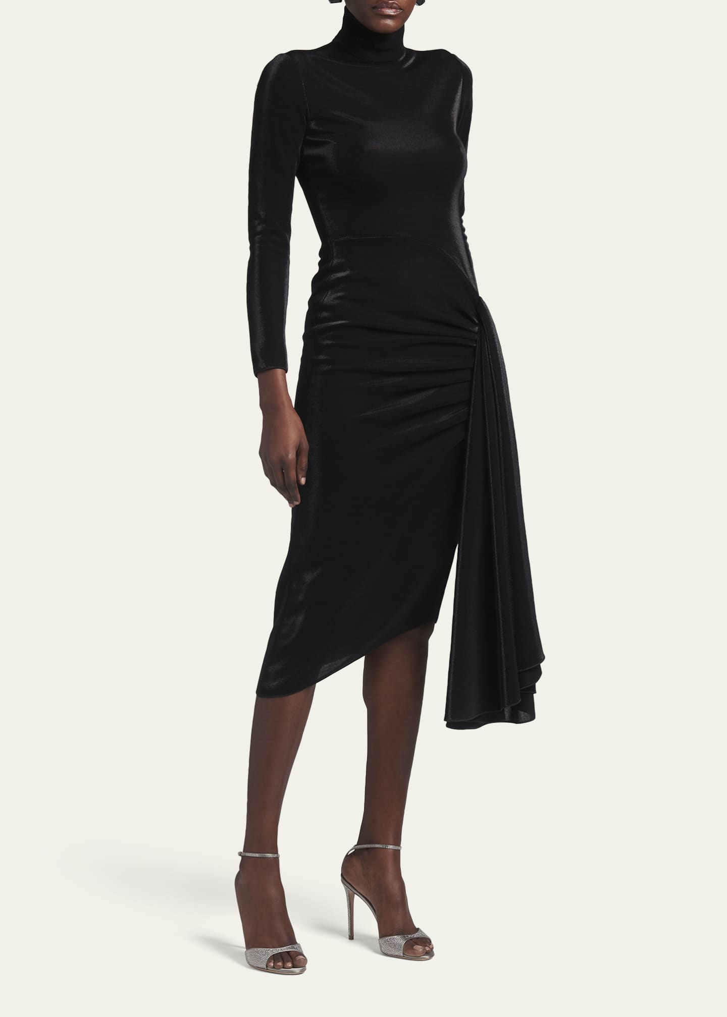Giorgio Armani Draped Iridescent Jersey Midi Dress Image 2 of 5