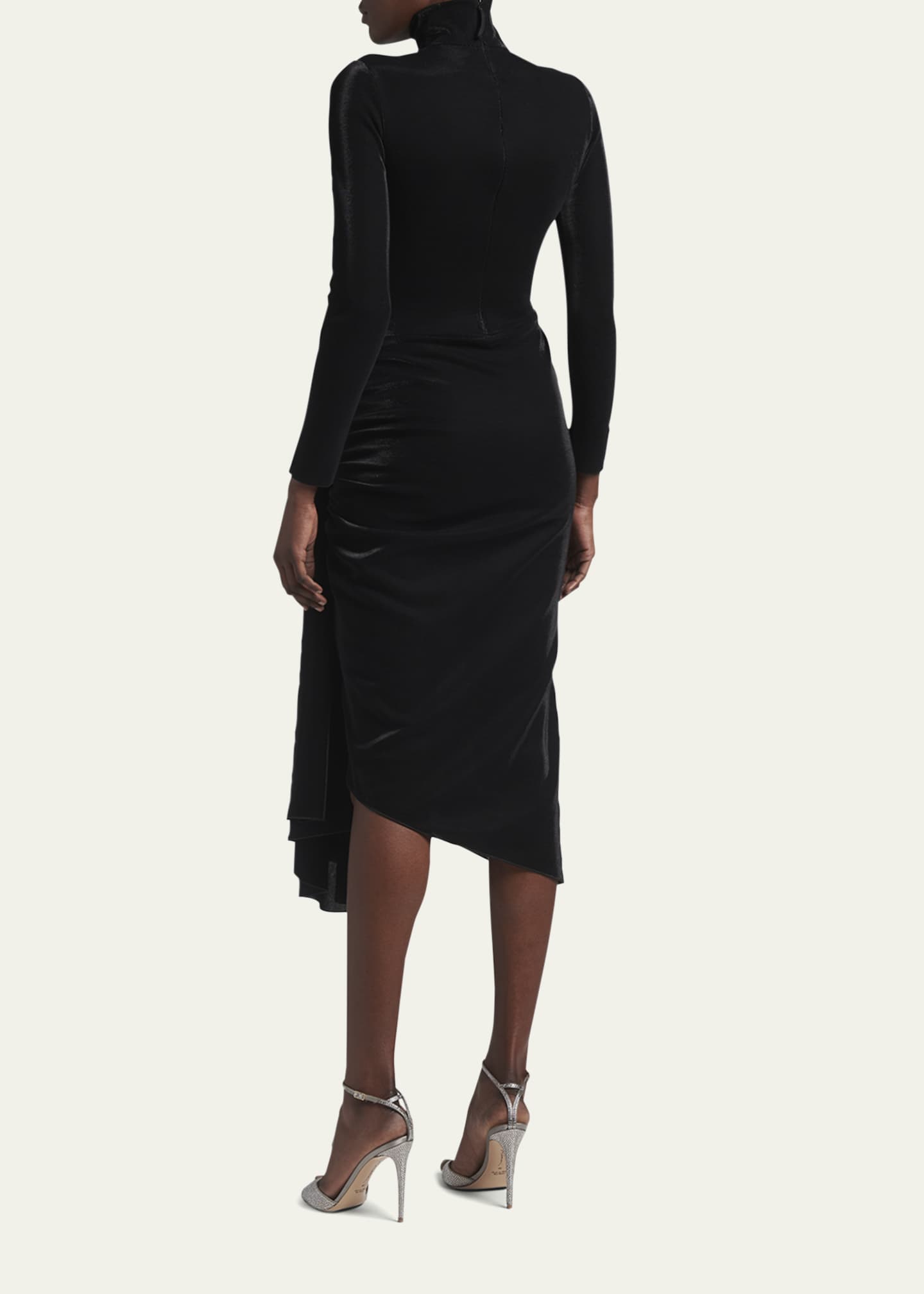 Giorgio Armani Draped Iridescent Jersey Midi Dress Image 3 of 5