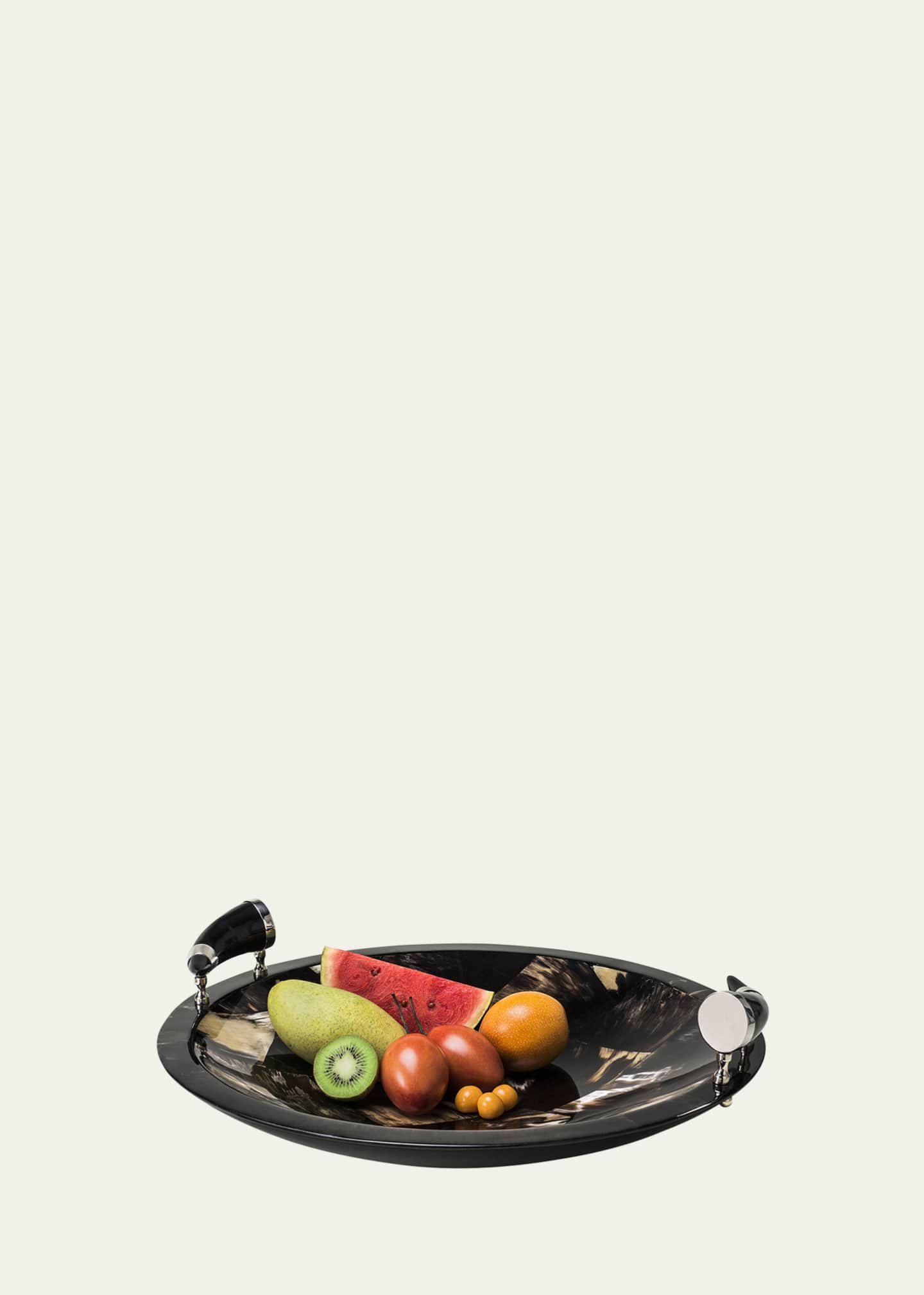 LADORADA Round Horn Veneer Platter With Horn Handles Image 2 of 2