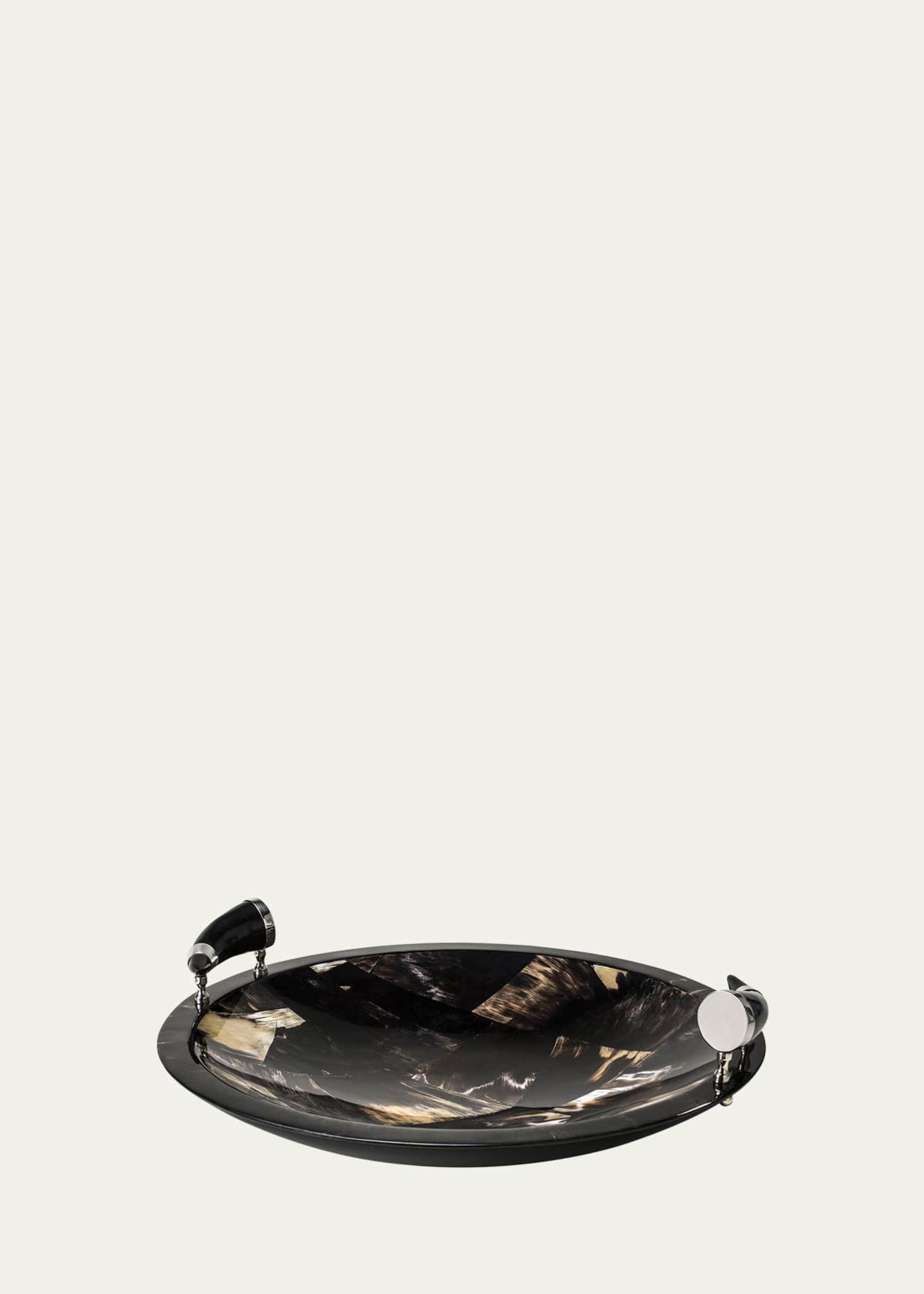 LADORADA Round Horn Veneer Platter With Horn Handles Image 1 of 2