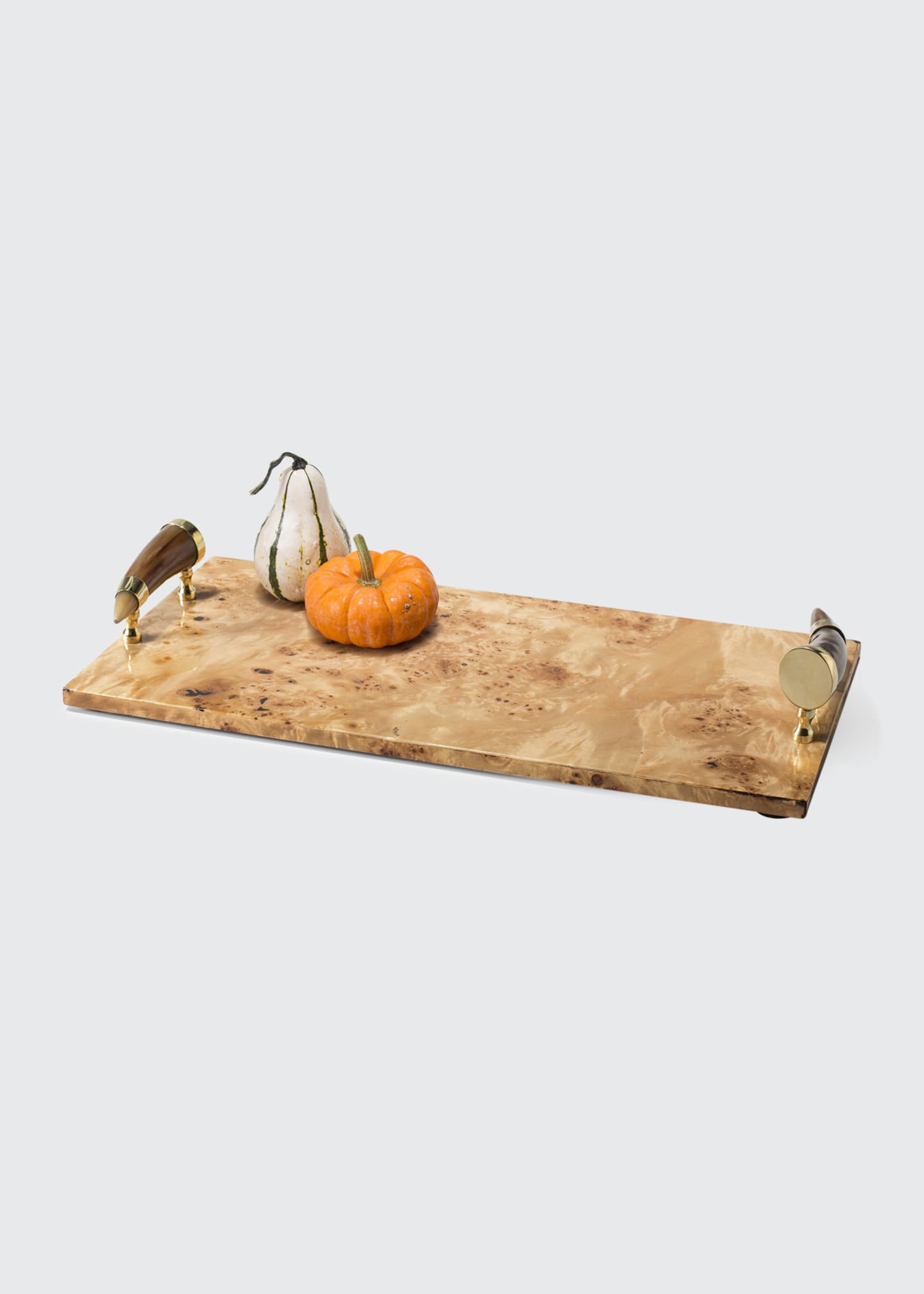 LADORADA Burl Veneer Large Serving Board With Horn Handles Image 2 of 2