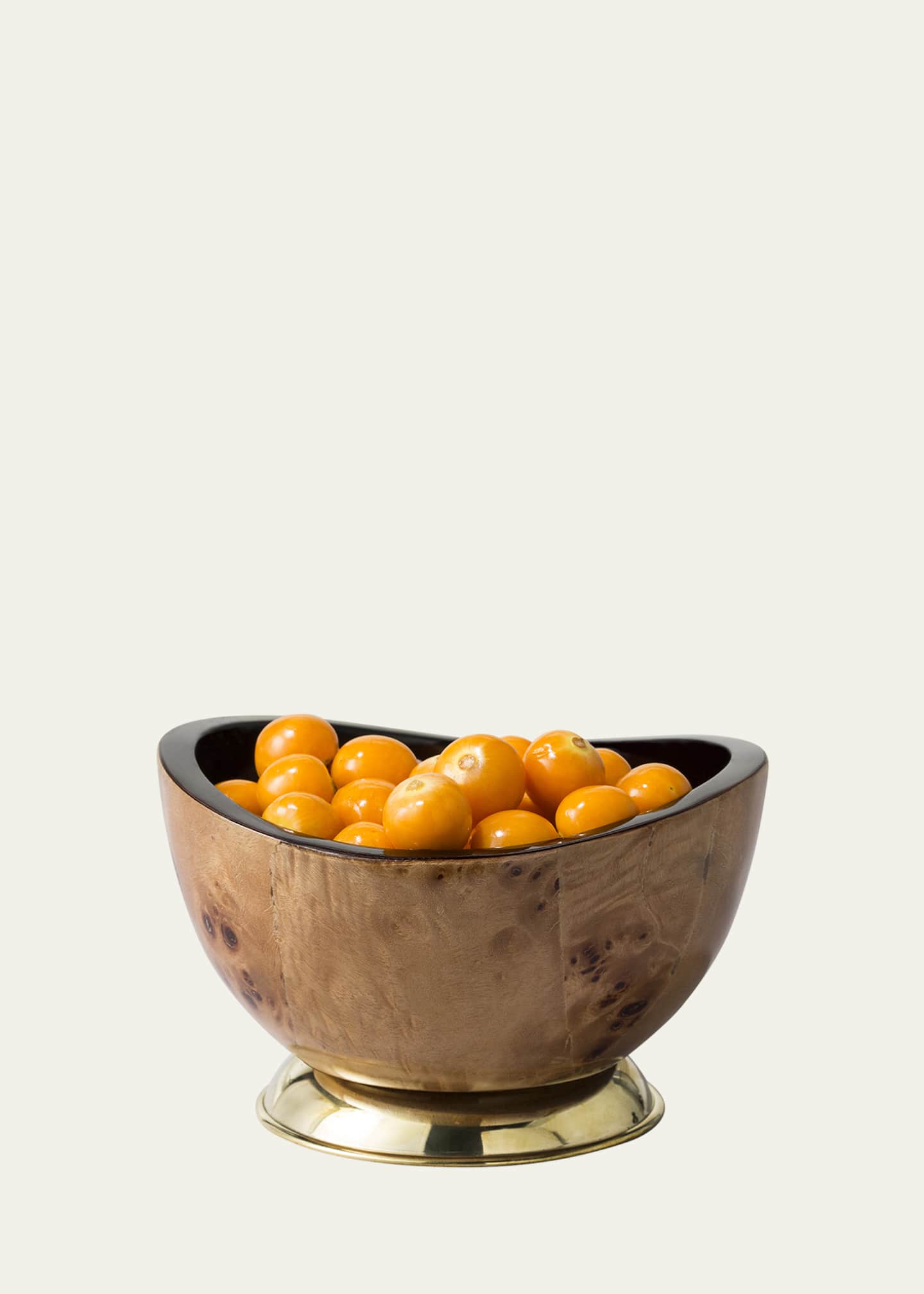 LADORADA Burl Veneer Accent Bowl With Brass Base Image 2 of 2