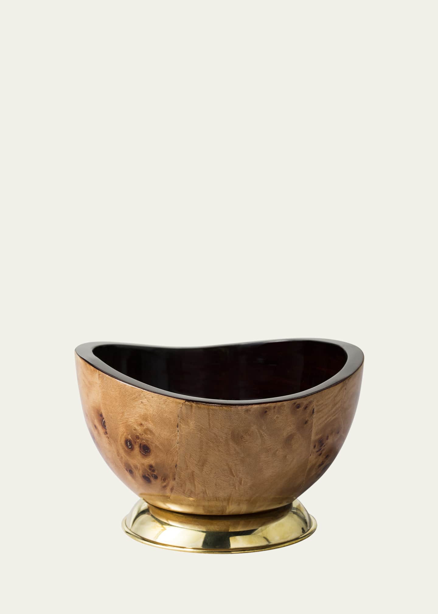 LADORADA Burl Veneer Accent Bowl With Brass Base Image 1 of 2