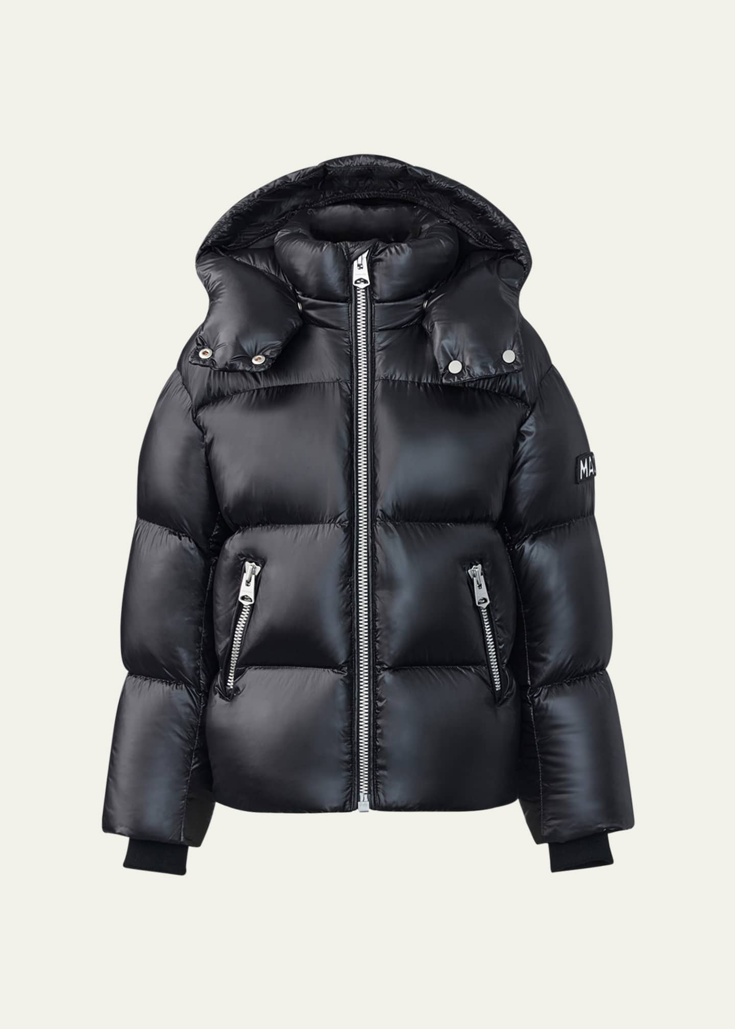 Shop Mackage Little Kid's & Kid's Jesse Monogram Hooded Down Jacket