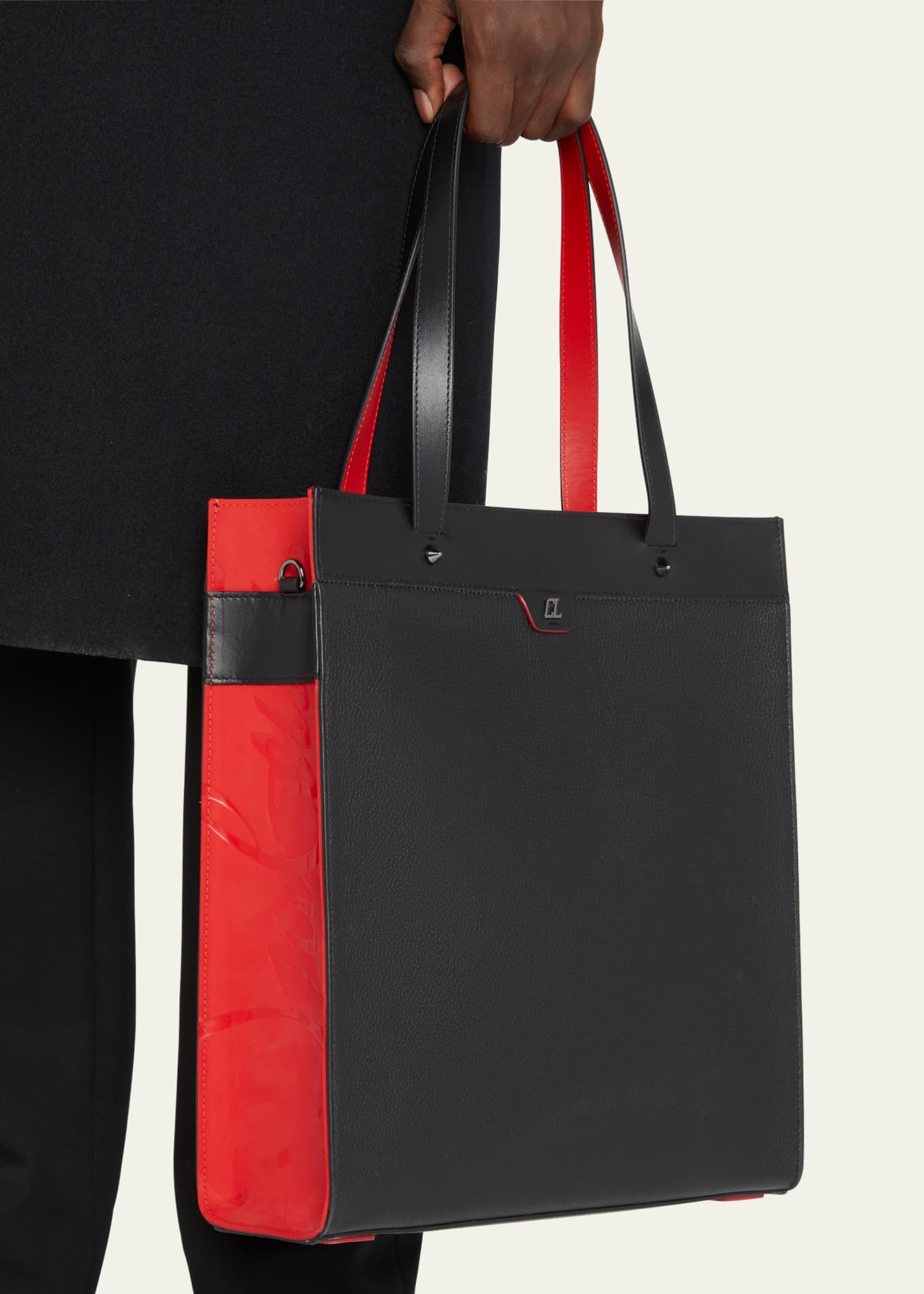 Christian Louboutin Black/Loubi/Black Ruistote Leather Tote Bag