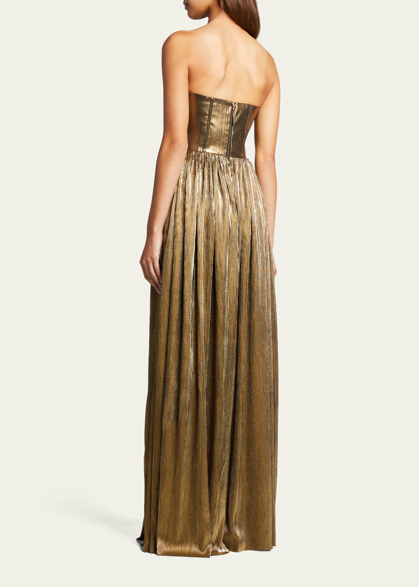 Bronx And Banco Florence Strapless Metallic Gown