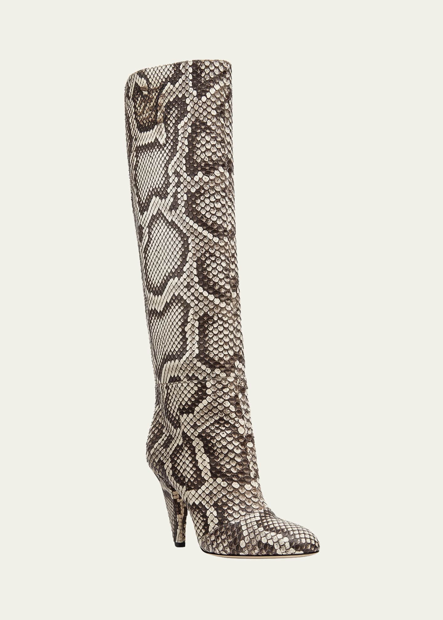 Fendi Python-Print Knee Boots - Bergdorf Goodman