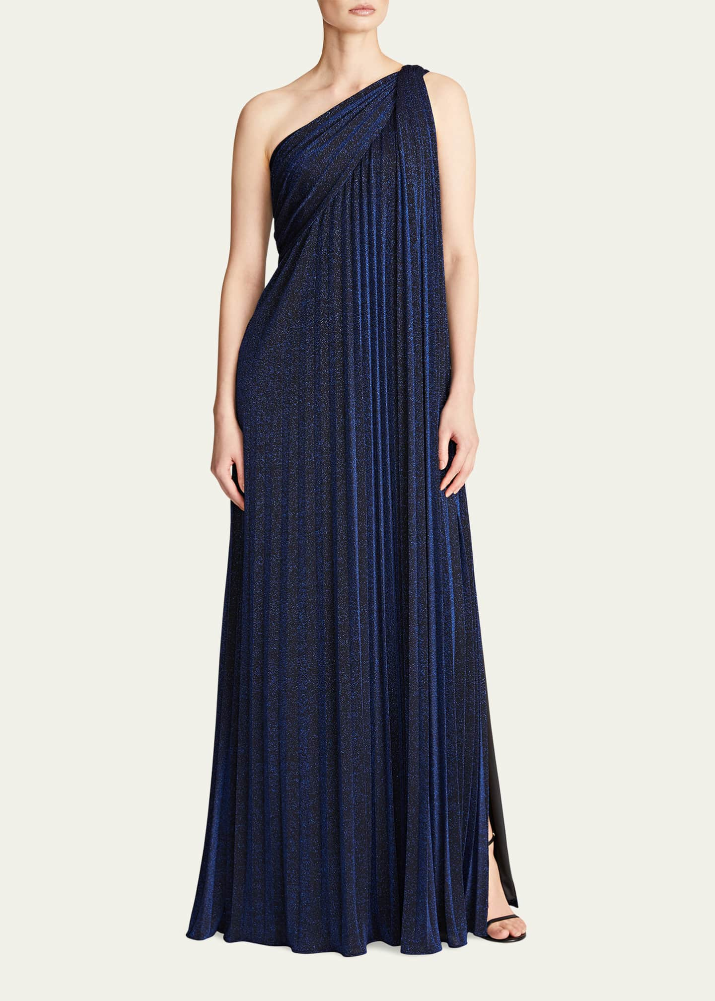 Halston One-Shoulder Pleated Knit Gown - Bergdorf Goodman