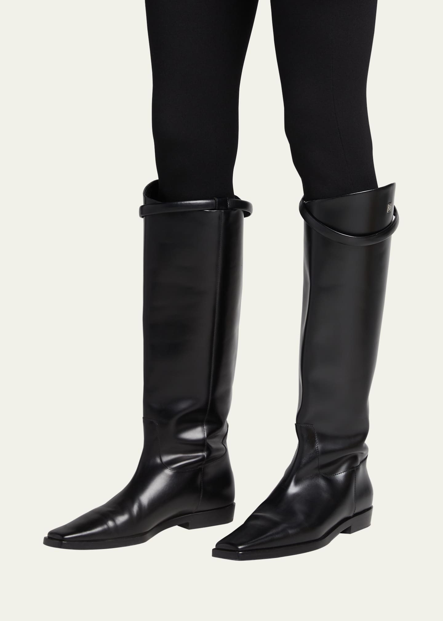Toteme Square-Toe Leather Riding Boots - Bergdorf Goodman