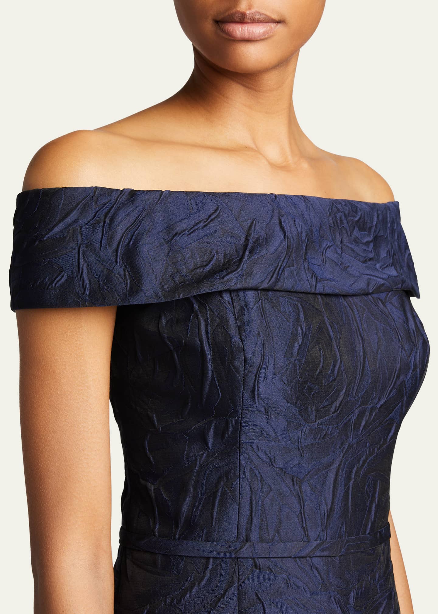 Rickie Freeman for Teri Jon OffShoulder Jacquard Column Gown