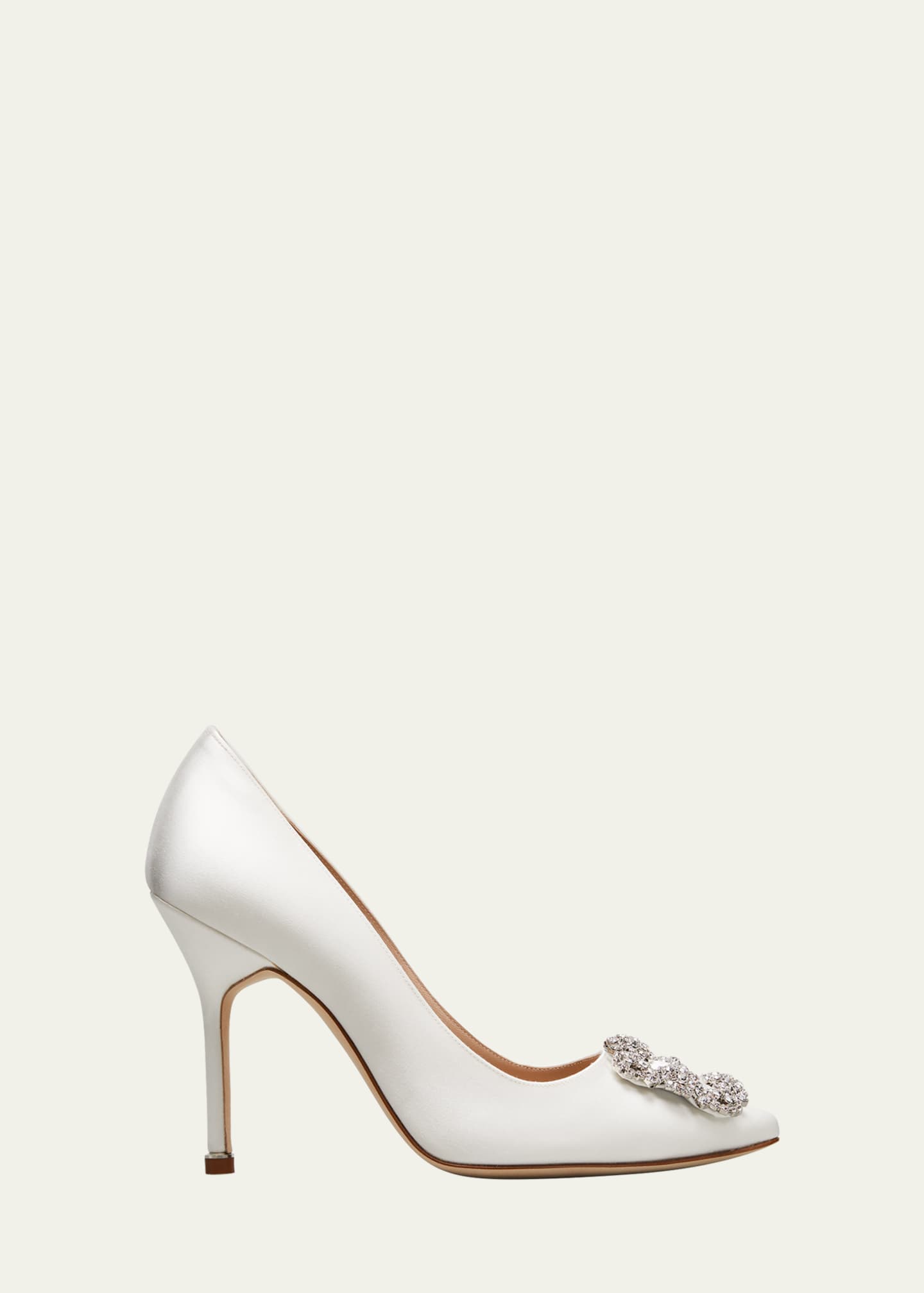 Manolo Blahnik Hangsi Satin Crystal-Buckle Pumps Image 1 of 3