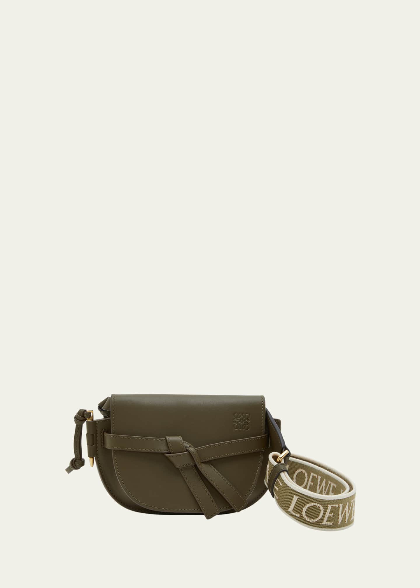 Loewe Gate Dual Mini Crossbody Bag in Leather with Jacquard Strap Bergdorf Goodman