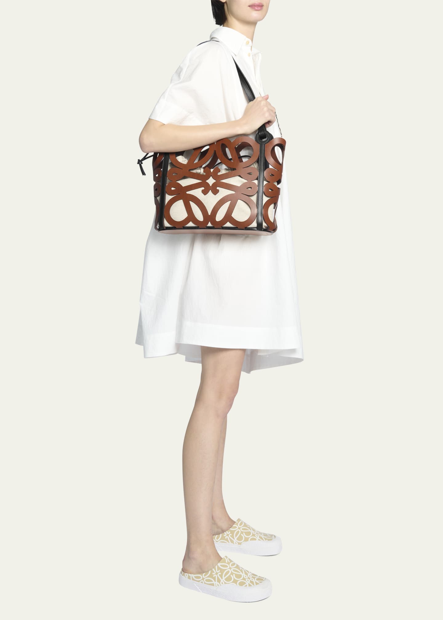 Loewe Anagram Small Cutout Leather Tote
