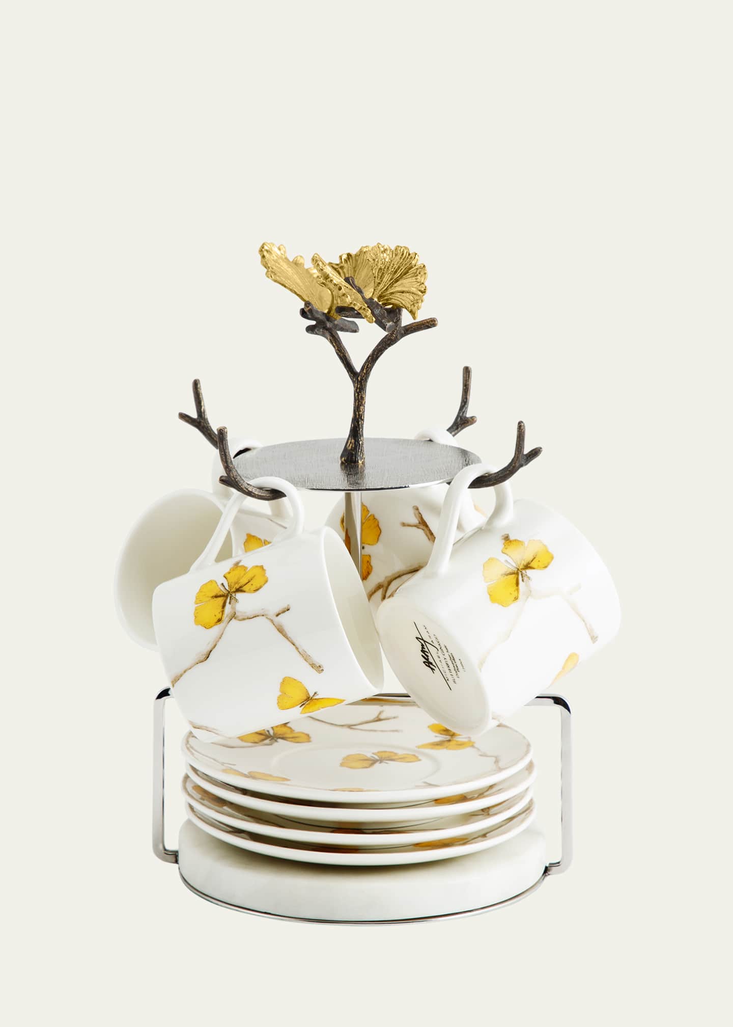 Michael Aram Butterfly Ginkgo Demitasse Set with Stand Image 3 of 6