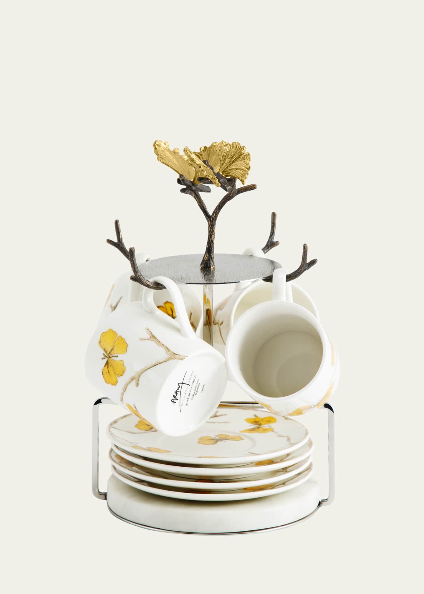 Michael Aram Butterfly Ginkgo Demitasse Set with Stand Image 4 of 6