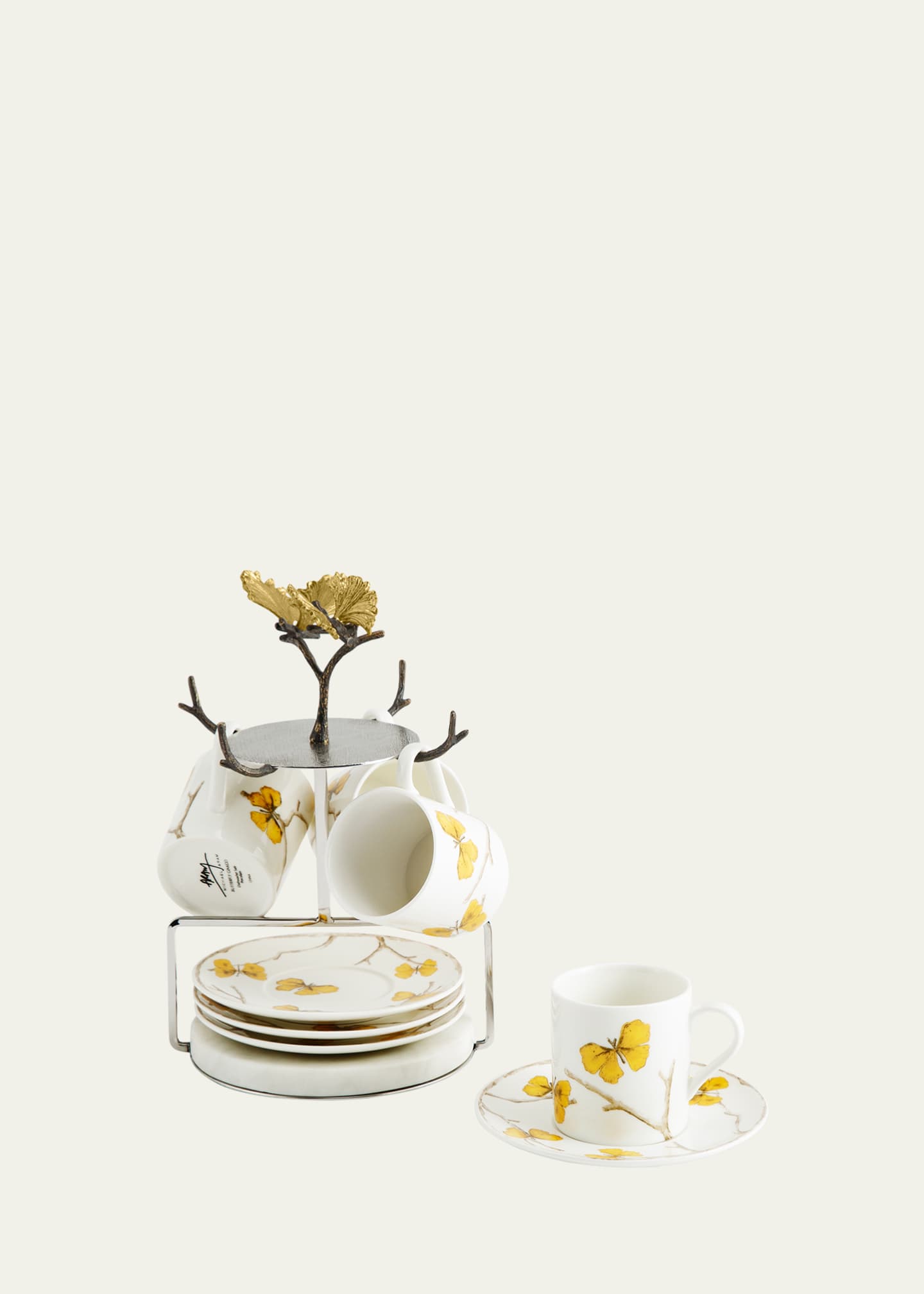 Michael Aram Butterfly Ginkgo Demitasse Set with Stand Image 5 of 6