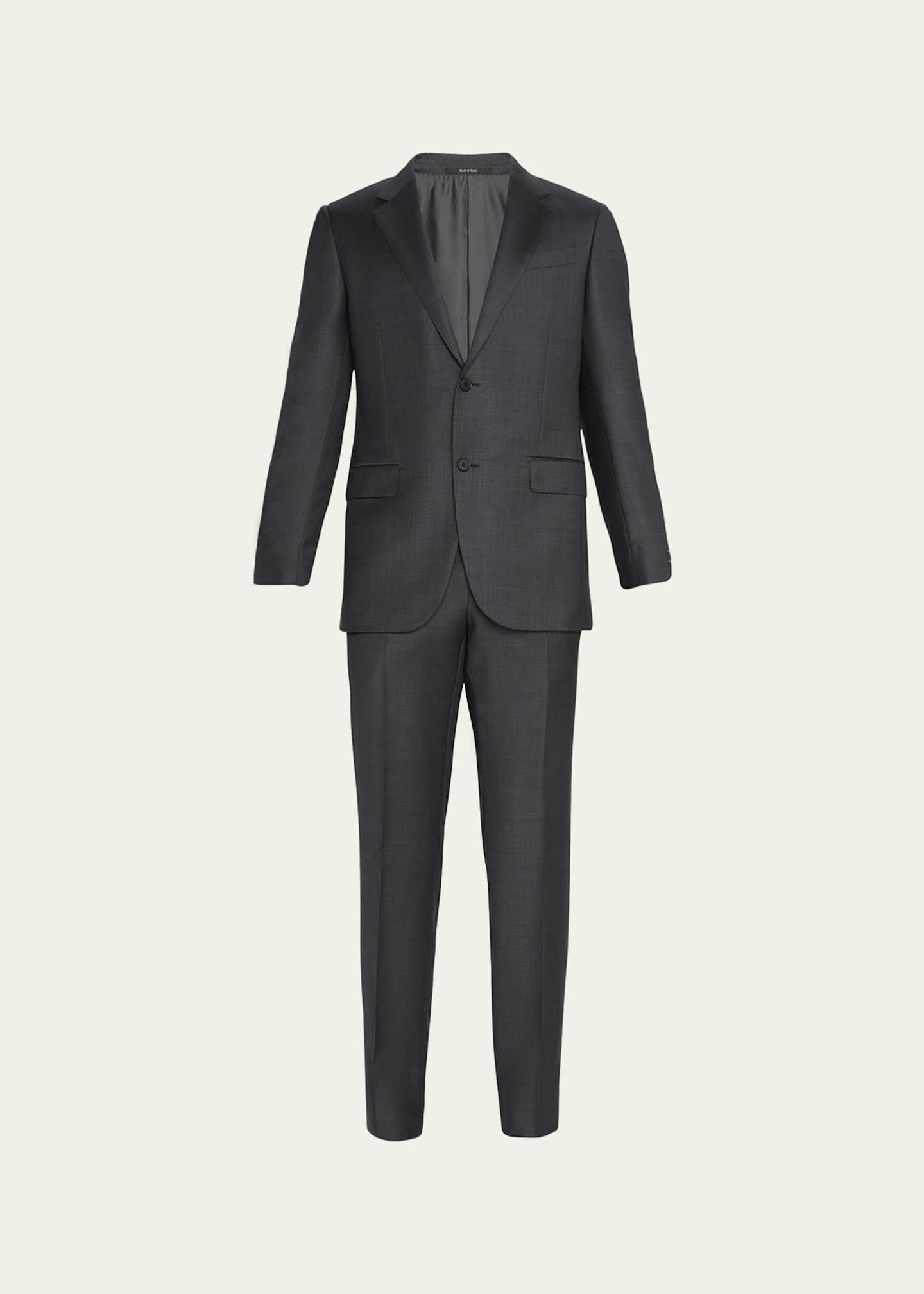 ZEGNA Men's Wool Tic-Weave Suit Image 1 of 5