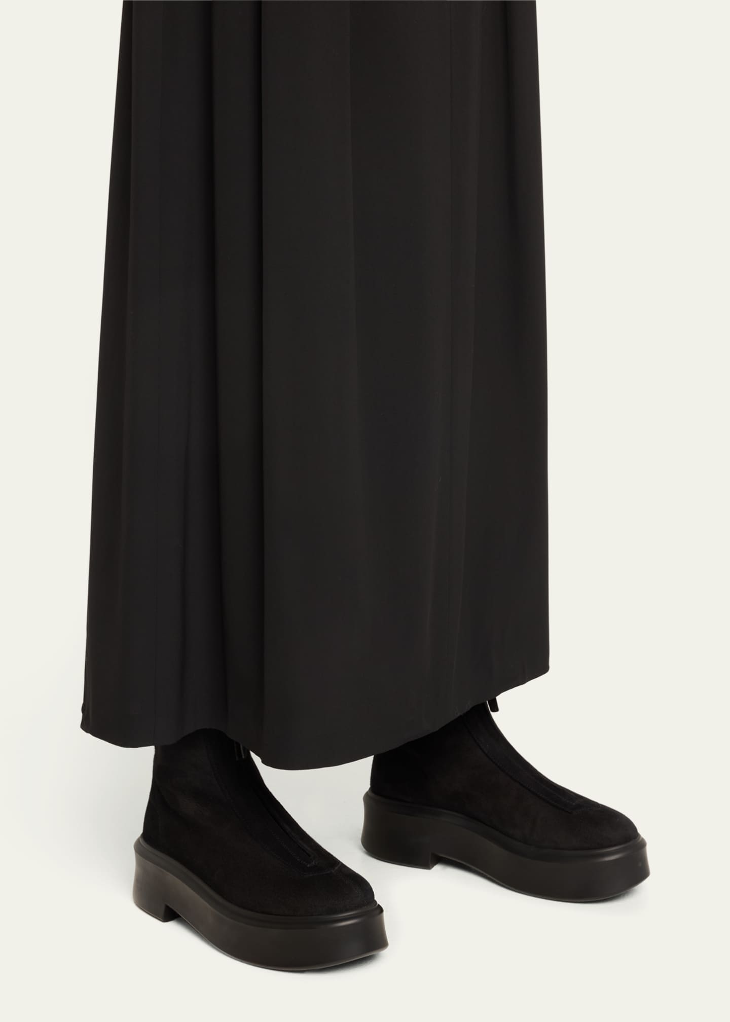 THE ROW Suede Zip Moto Booties Image 2 of 5