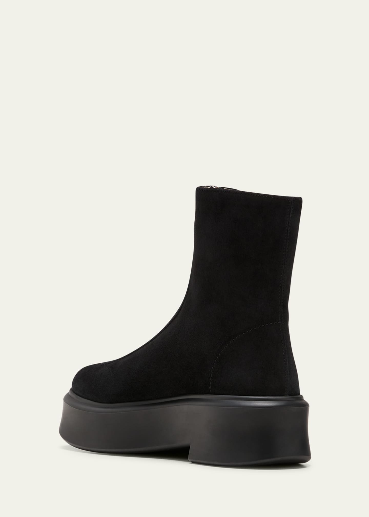 THE ROW Suede Zip Moto Booties Image 4 of 5