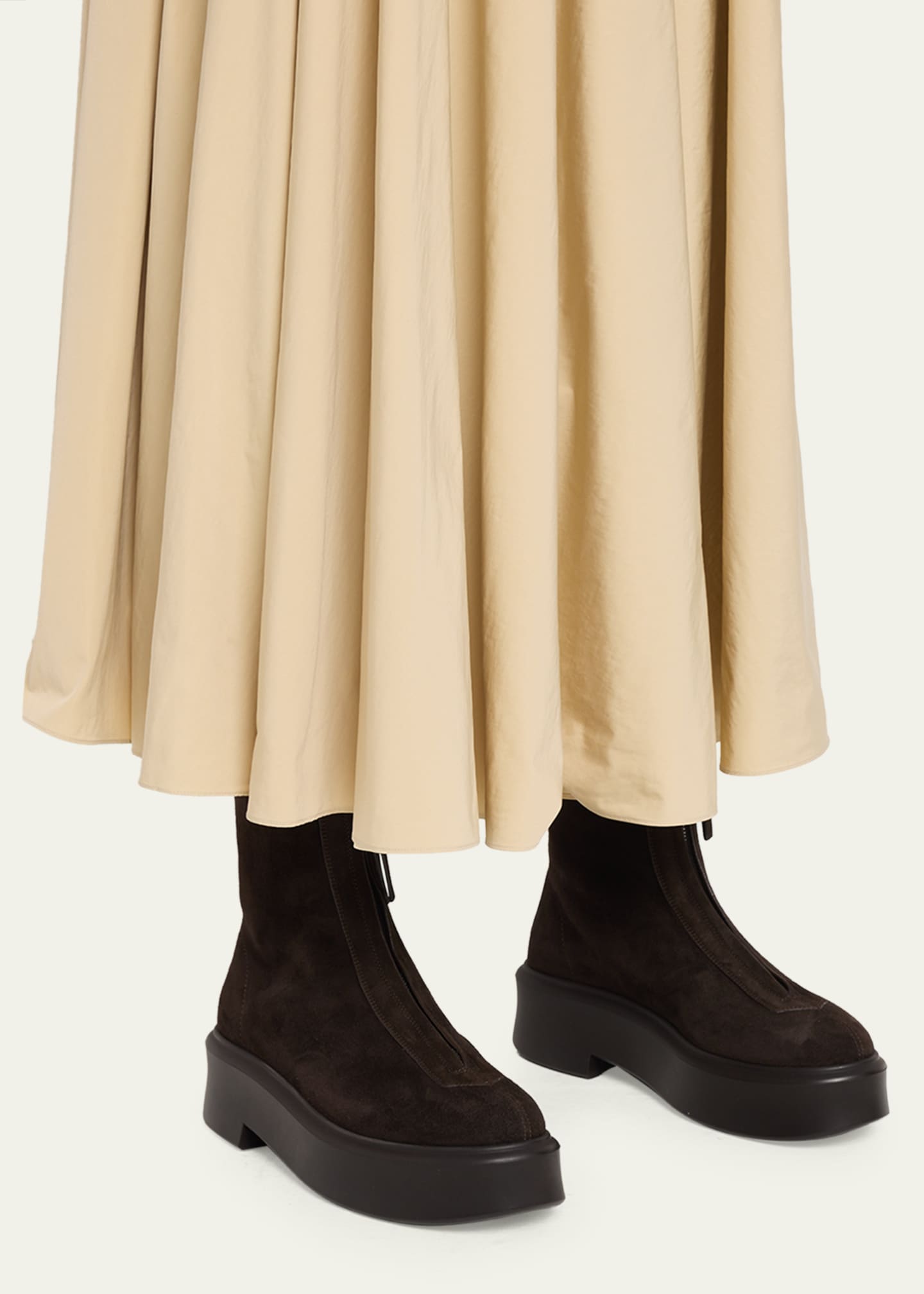 THE ROW シューズ THE ROW Suede Zip Moto Booties - Bergdorf Goodman