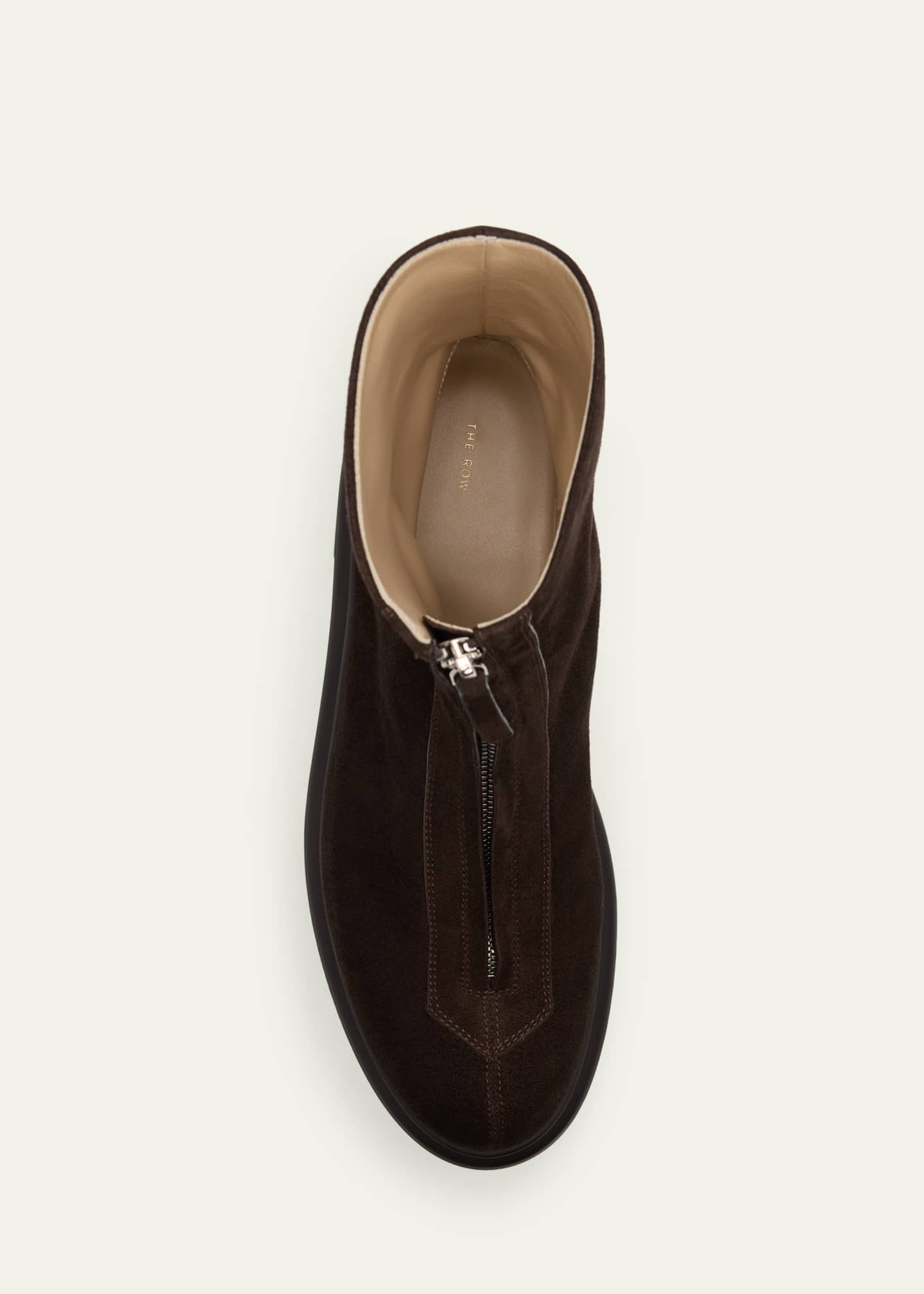 THE ROW Suede Zip Moto Booties - Bergdorf Goodman