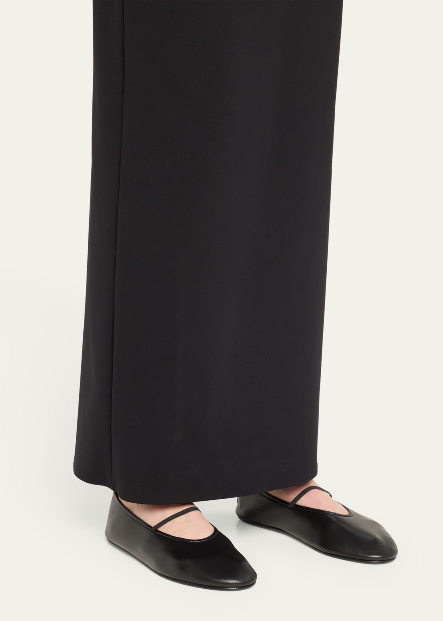 Leather high cut ballerina pumps hotsell