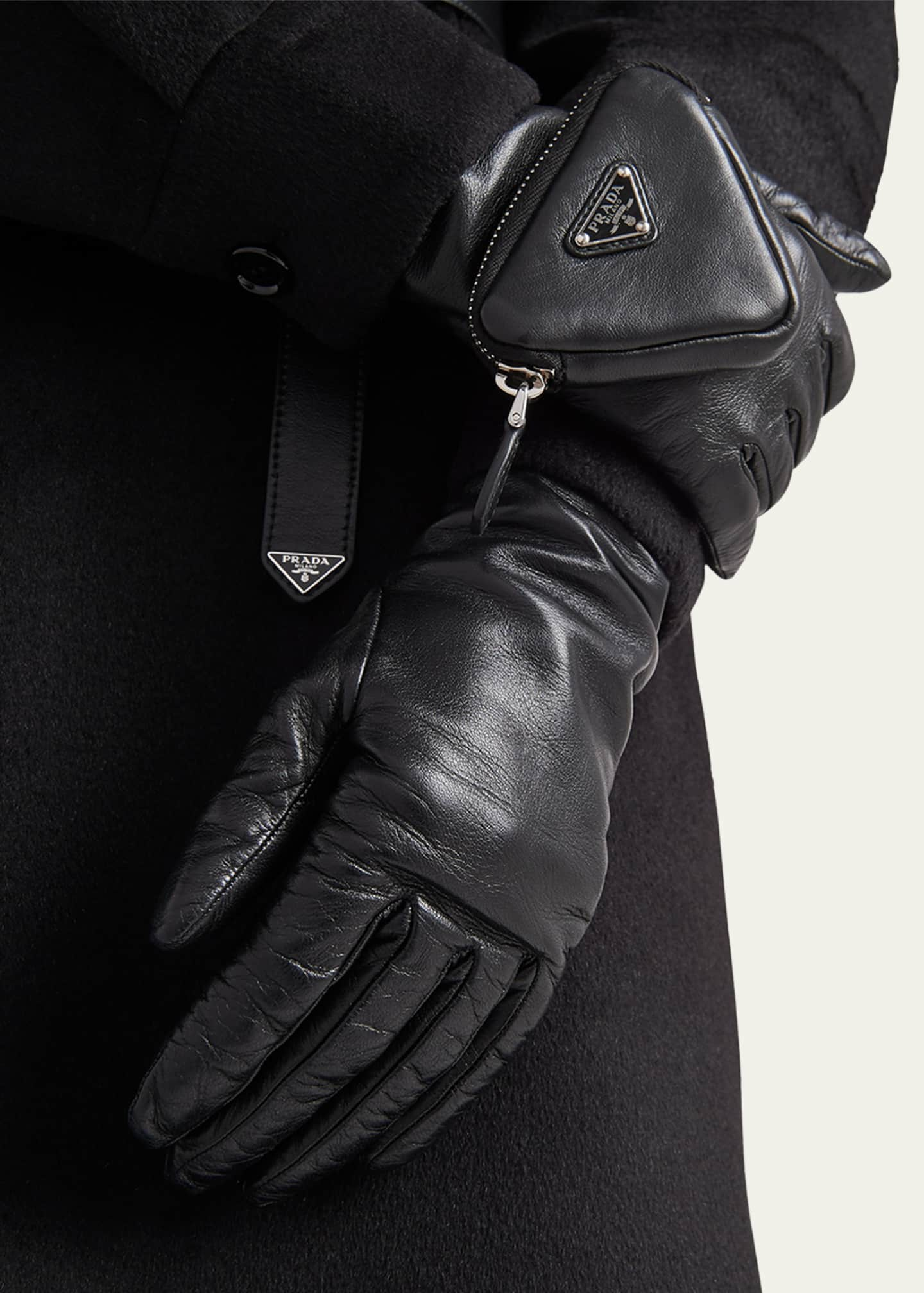 Prada Runaway Napa Gloves w/ Zip Pouch - Bergdorf Goodman