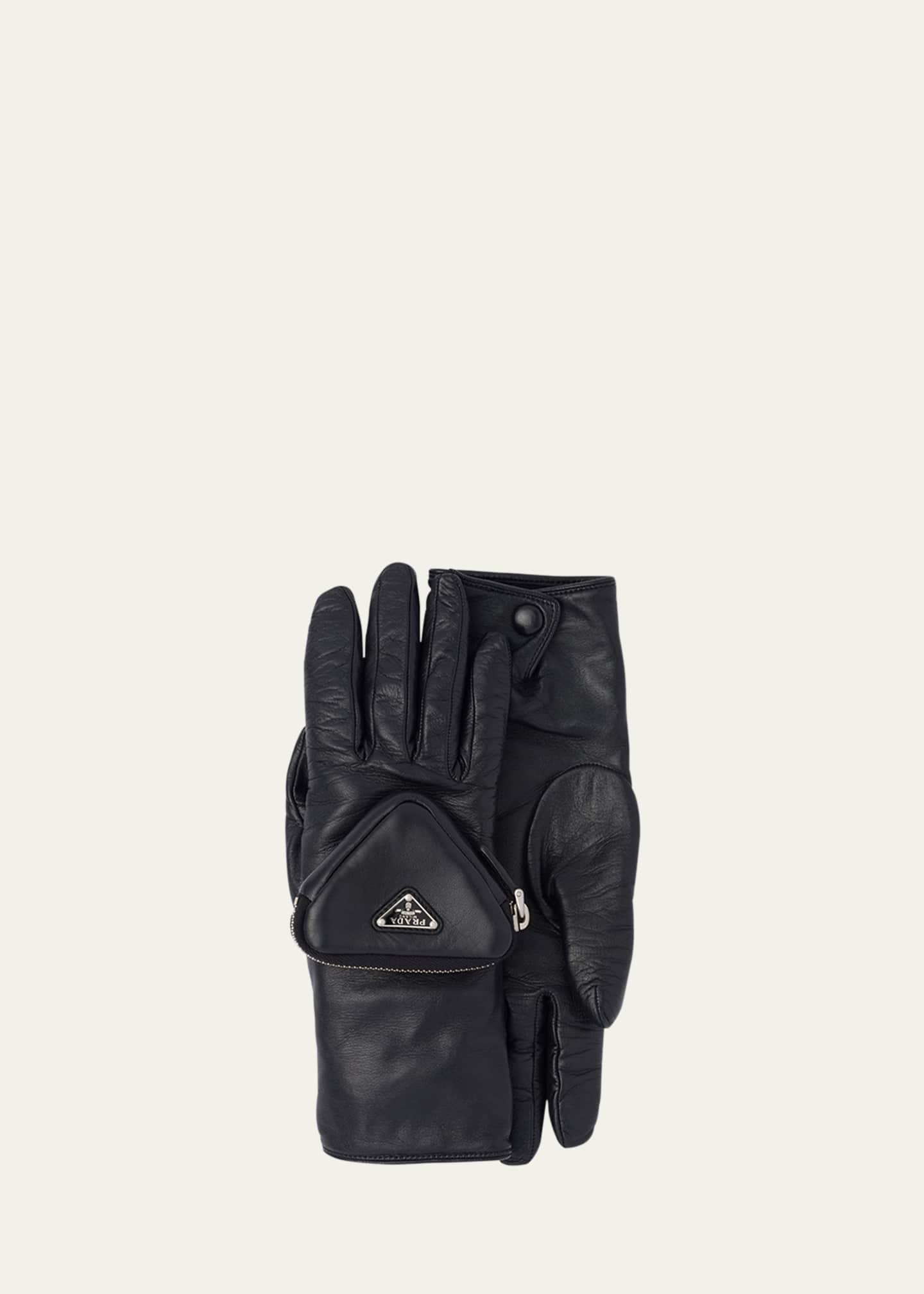 Prada Runaway Napa Gloves w Zip Pouch