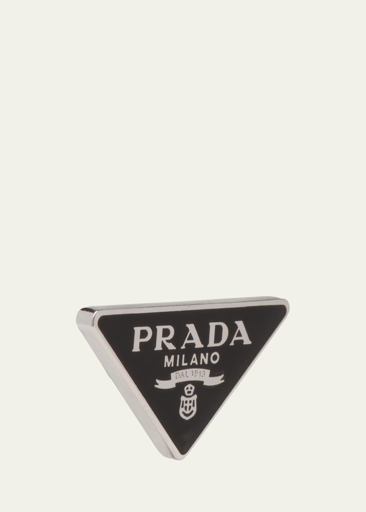 Enamel Triangle Logo Clip Earring, Left