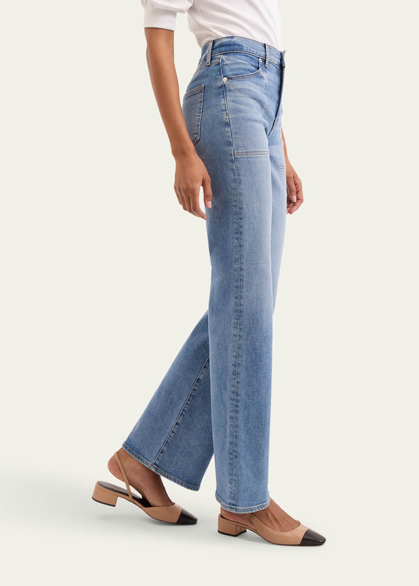 Veronica Beard Crosbie Wide-Leg Jeans with Pocket Details Image 4 of 5