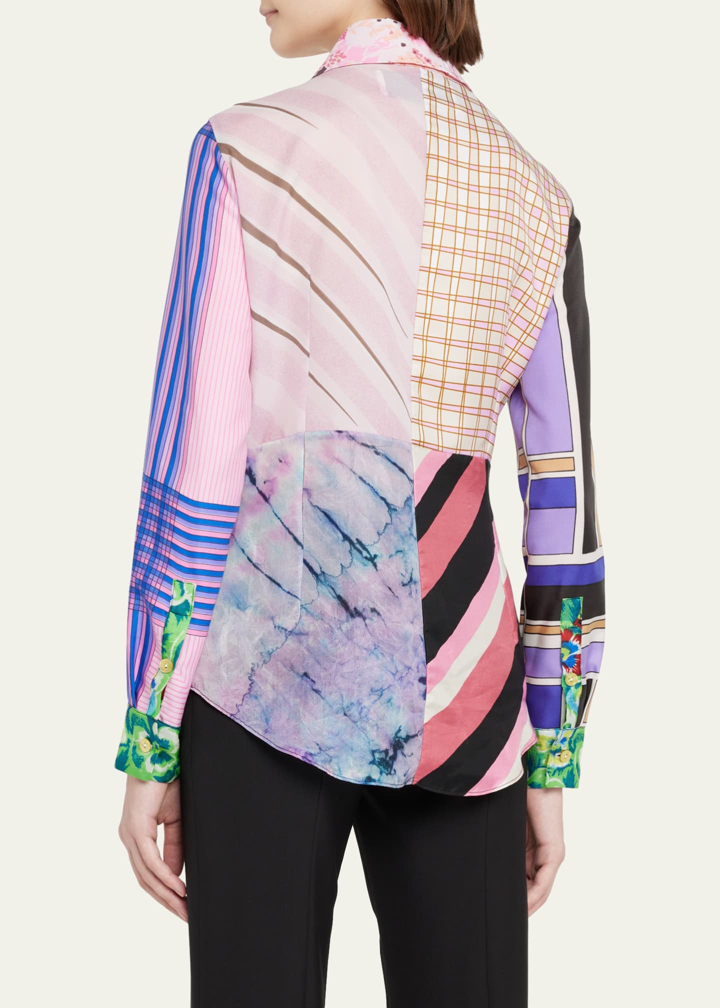 CONNER IVES Patchwork Upcycled Scarf Silk Blouse - Bergdorf Goodman