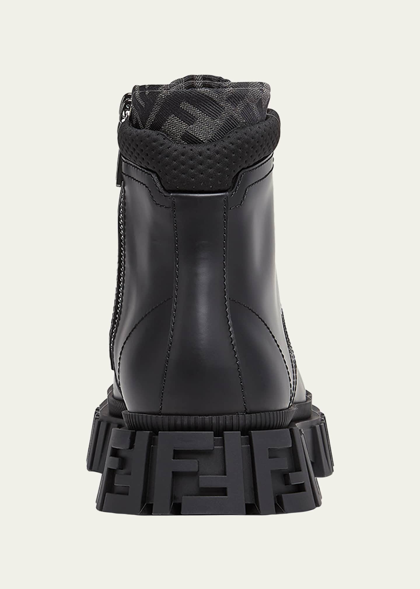 Fendi Men s Force FF Leather Lug Sole Combat Boots Bergdorf Goodman