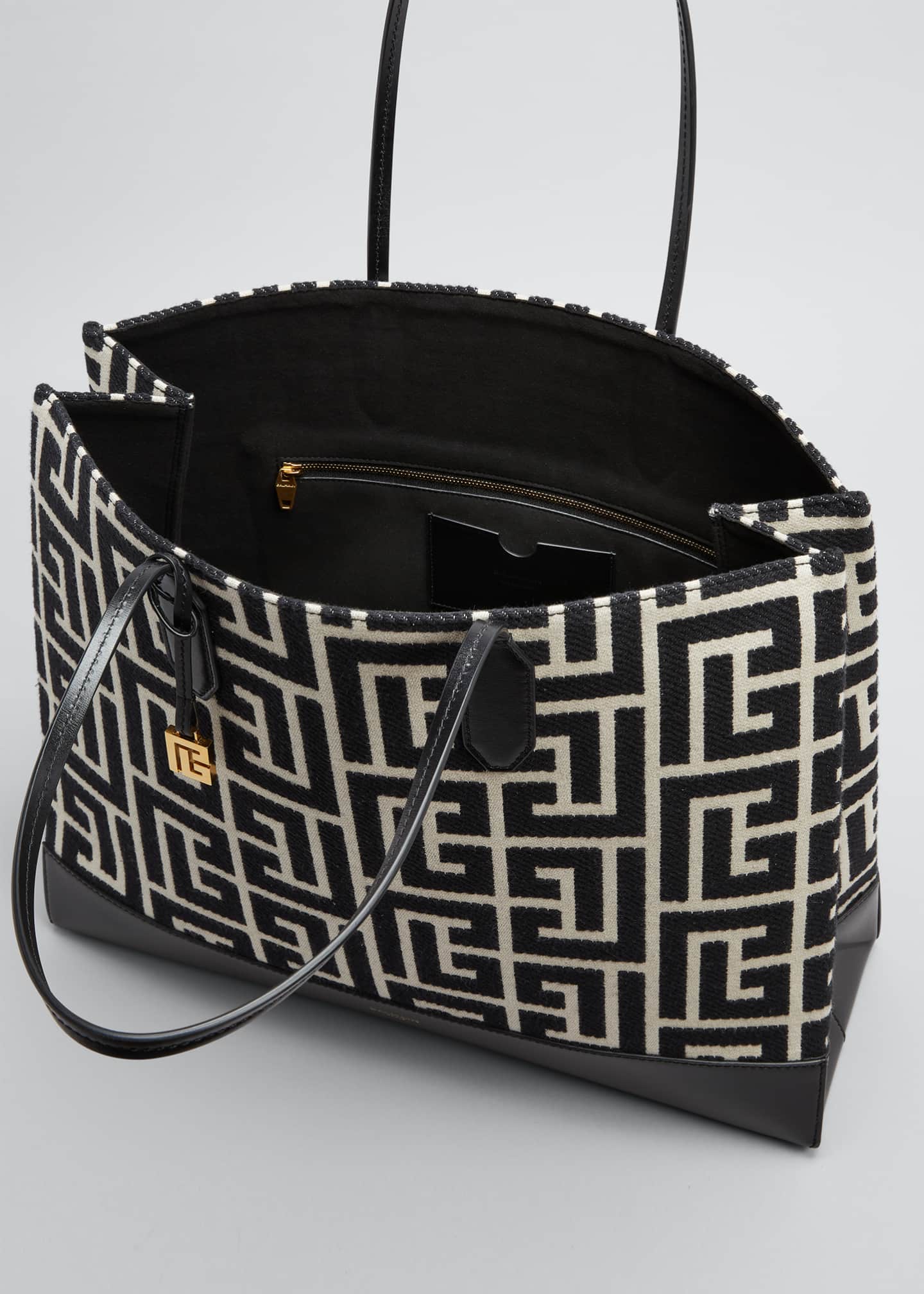 Balmain Monogram Jacquard Maxi Shopping Tote Bag Bergdorf Goodman