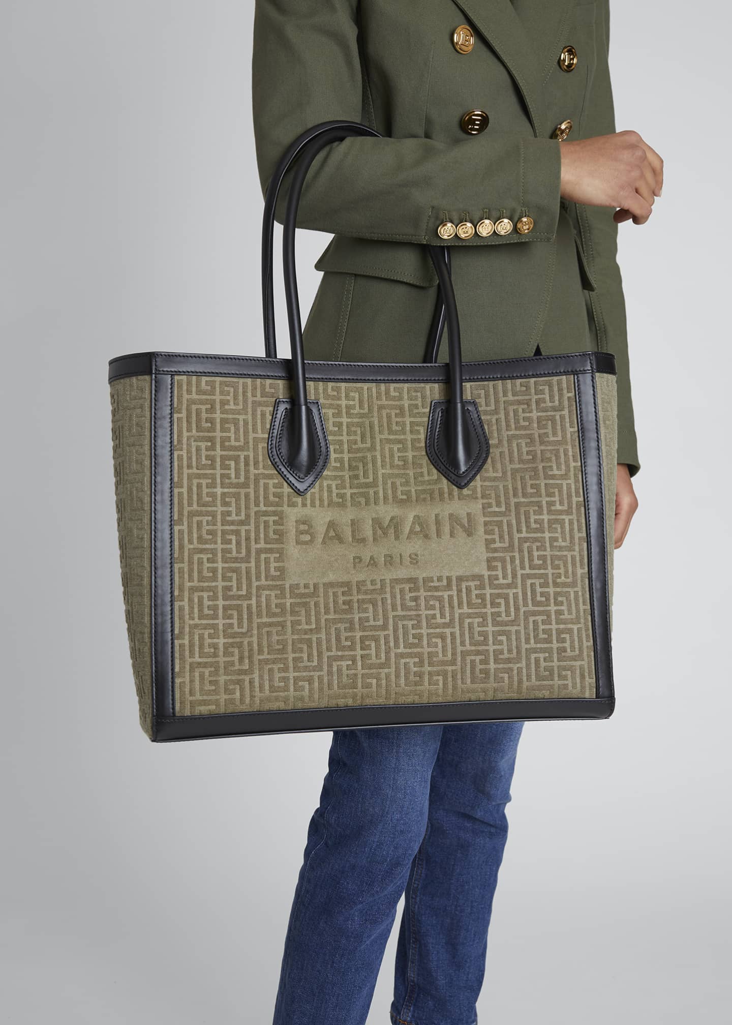 Balmain B Army 42 Monogram Embroidered Shopper Tote Bag Bergdorf Goodman