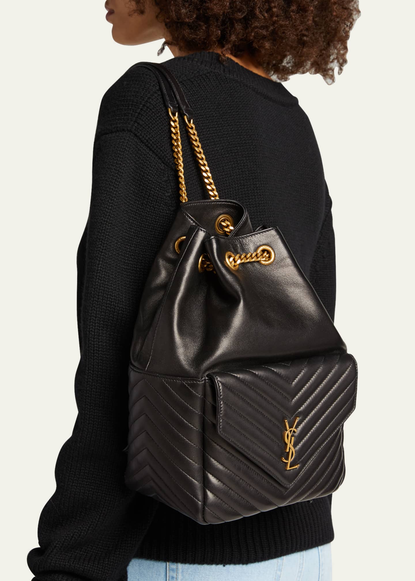 Saint Laurent Joe Quilted Backpack - Black