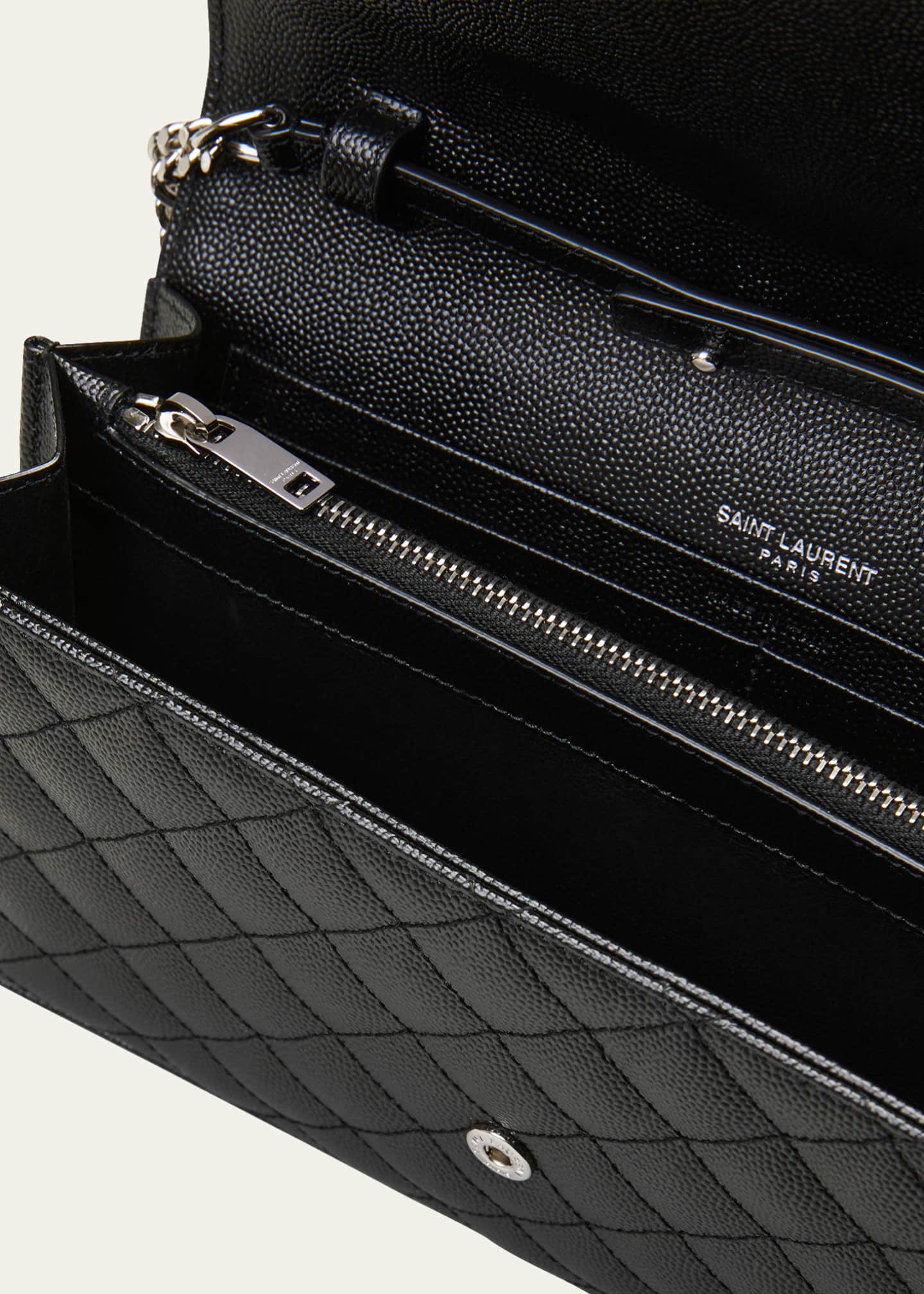 Saint Laurent Small YSL Quilted Satin Wallet on Chain - Bergdorf Goodman