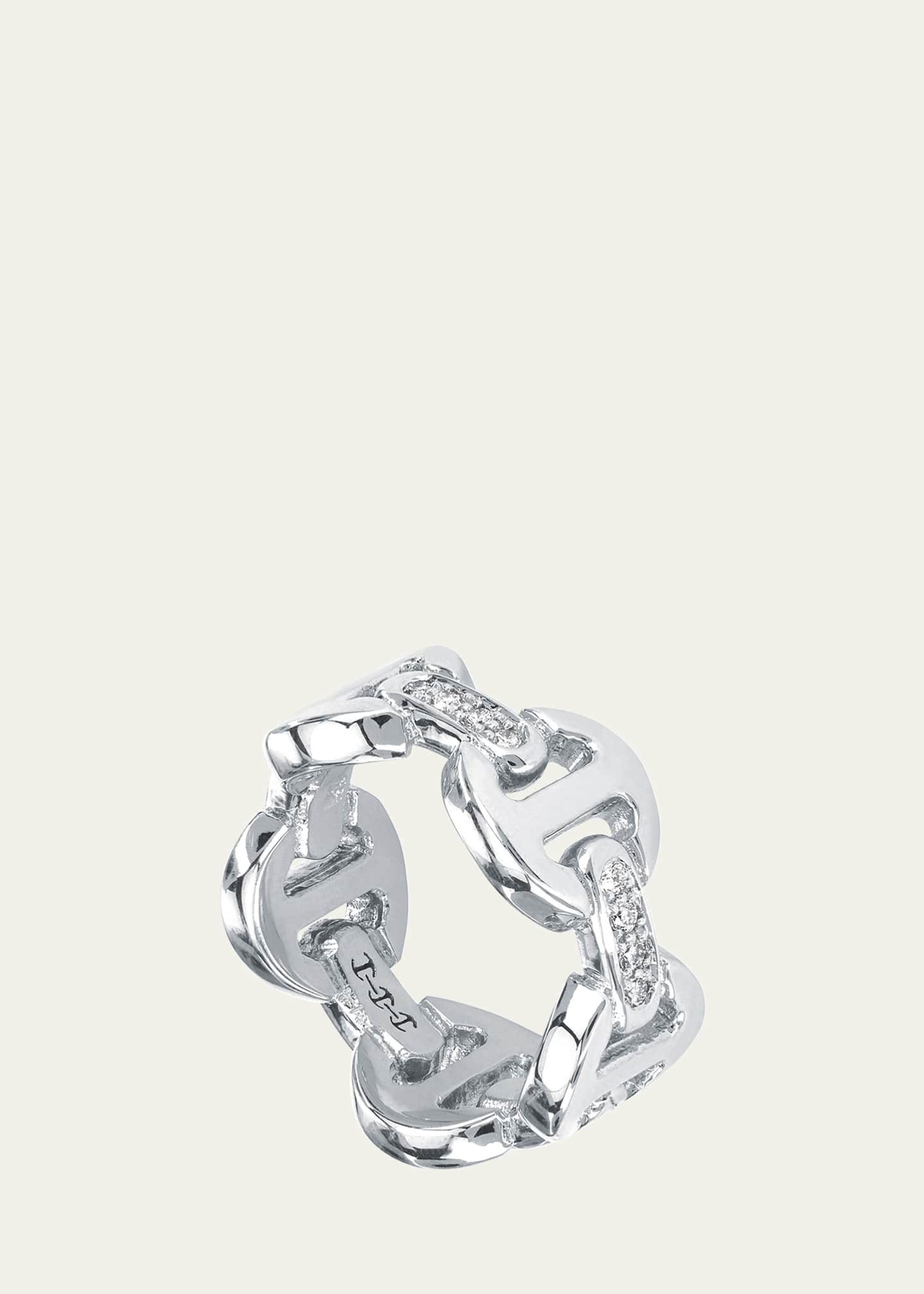 Hoorsenbuhs 18k White Gold Dame Classic Tri-Link with Diamond Bridges Ring